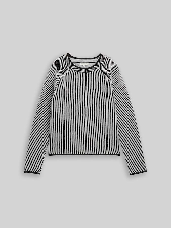 Strickpullover mit Rundhalsausschnitt von Women, black white plaited knit