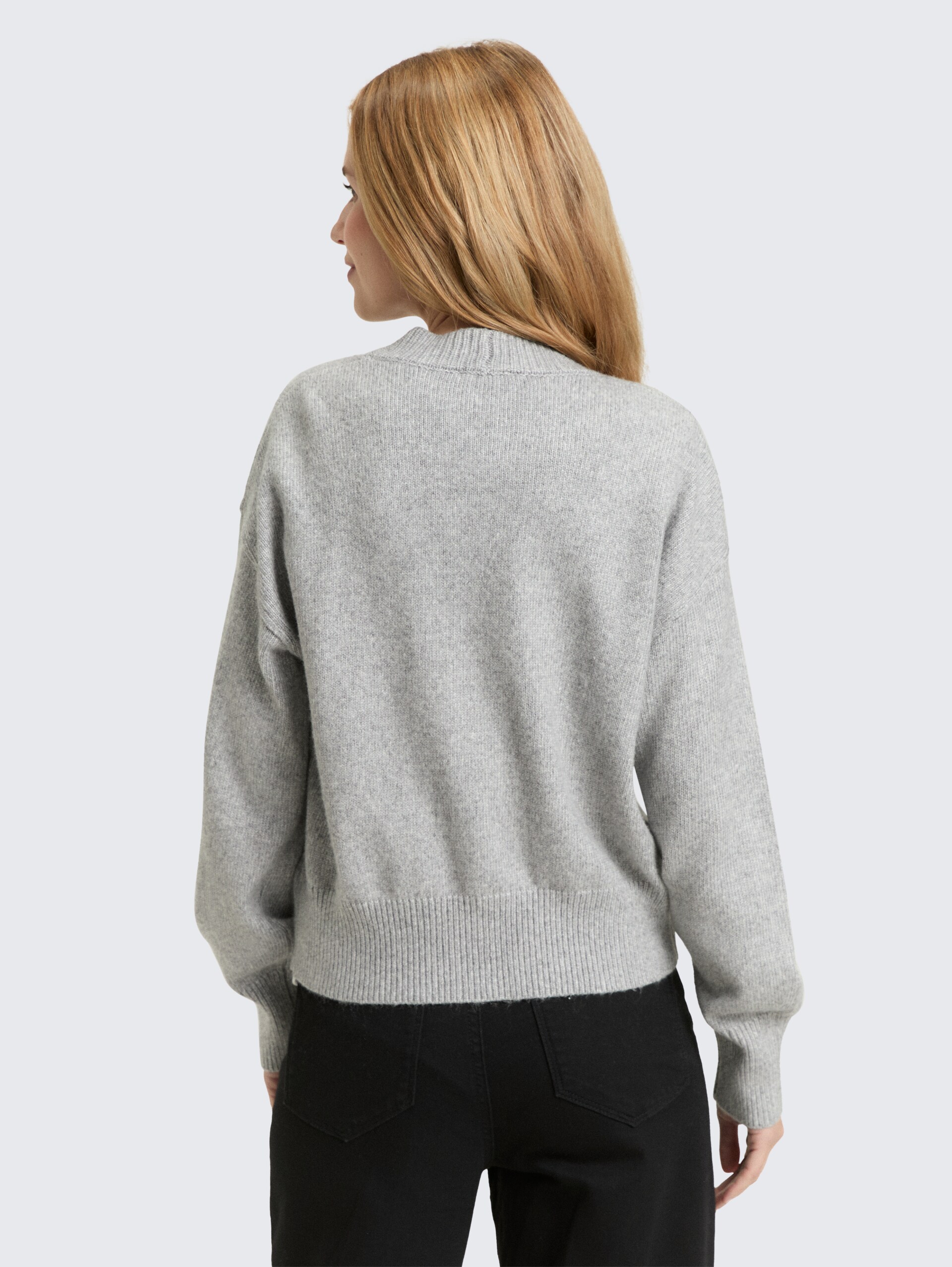 Loose Fit Cardigan mit V-Ausschnitt - medium silver grey melange