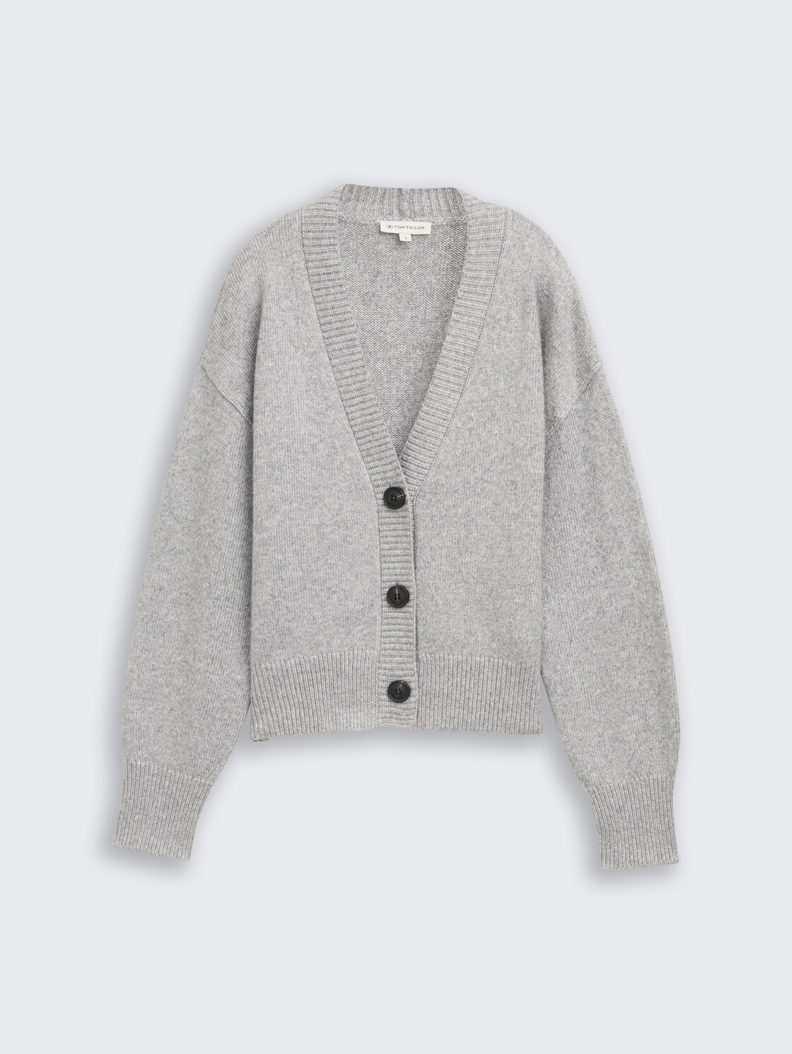 Loose Fit Cardigan mit V-Ausschnitt - medium silver grey melange