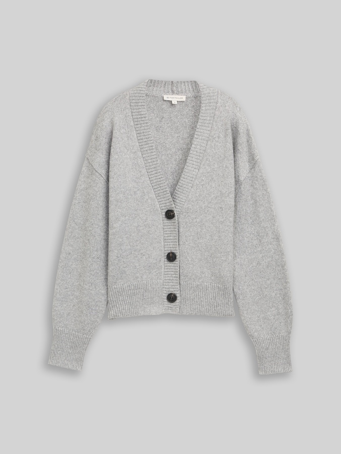 Loose Fit Cardigan mit V-Ausschnitt von Women, medium silver grey melange