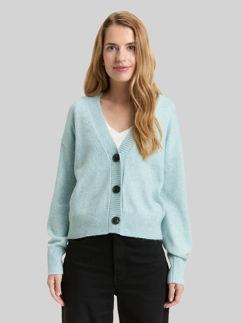 Losvallend vest met V-hals door Women, white moss melange