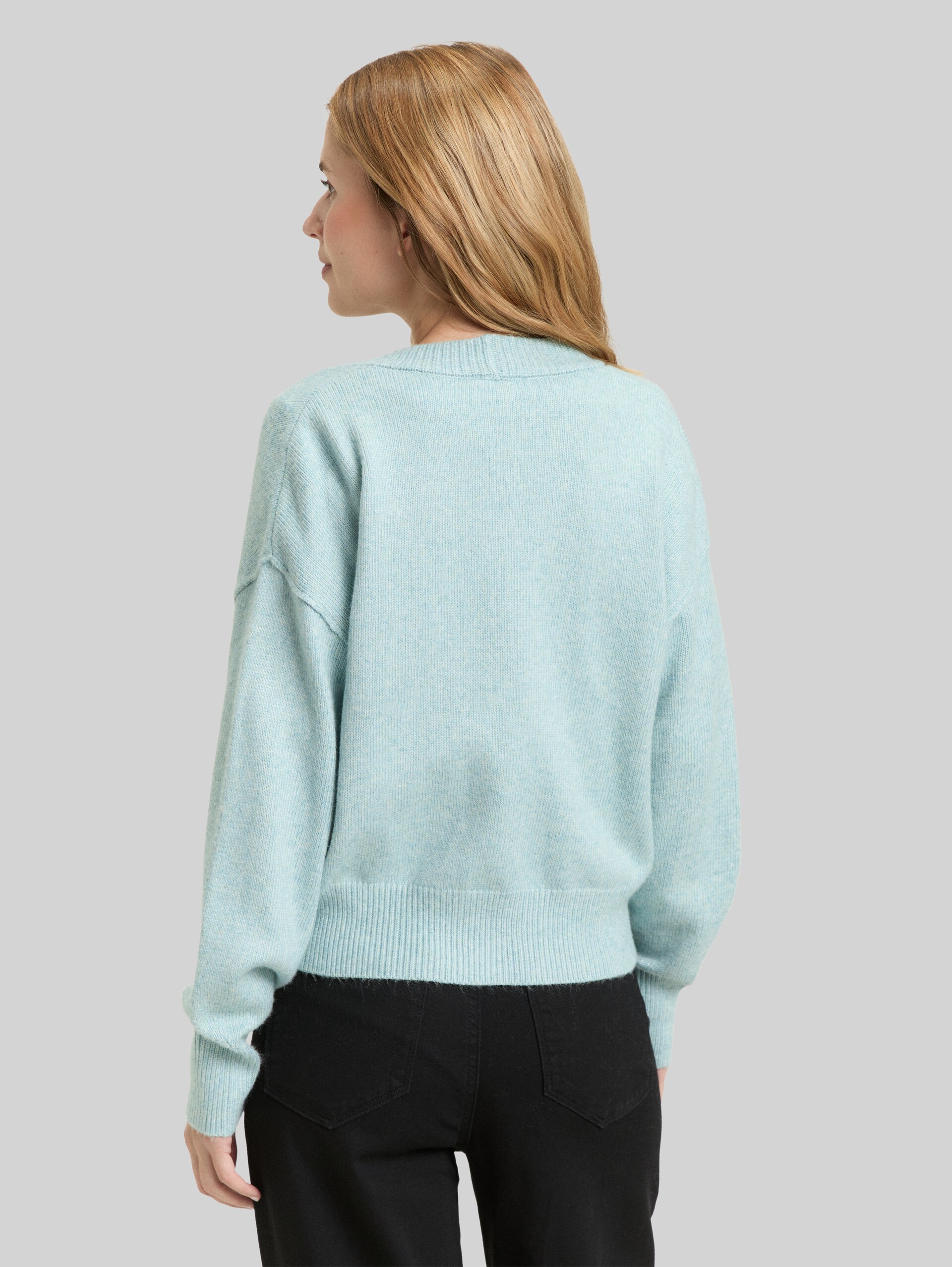 Cardigan ample à encolure en V - white moss melange