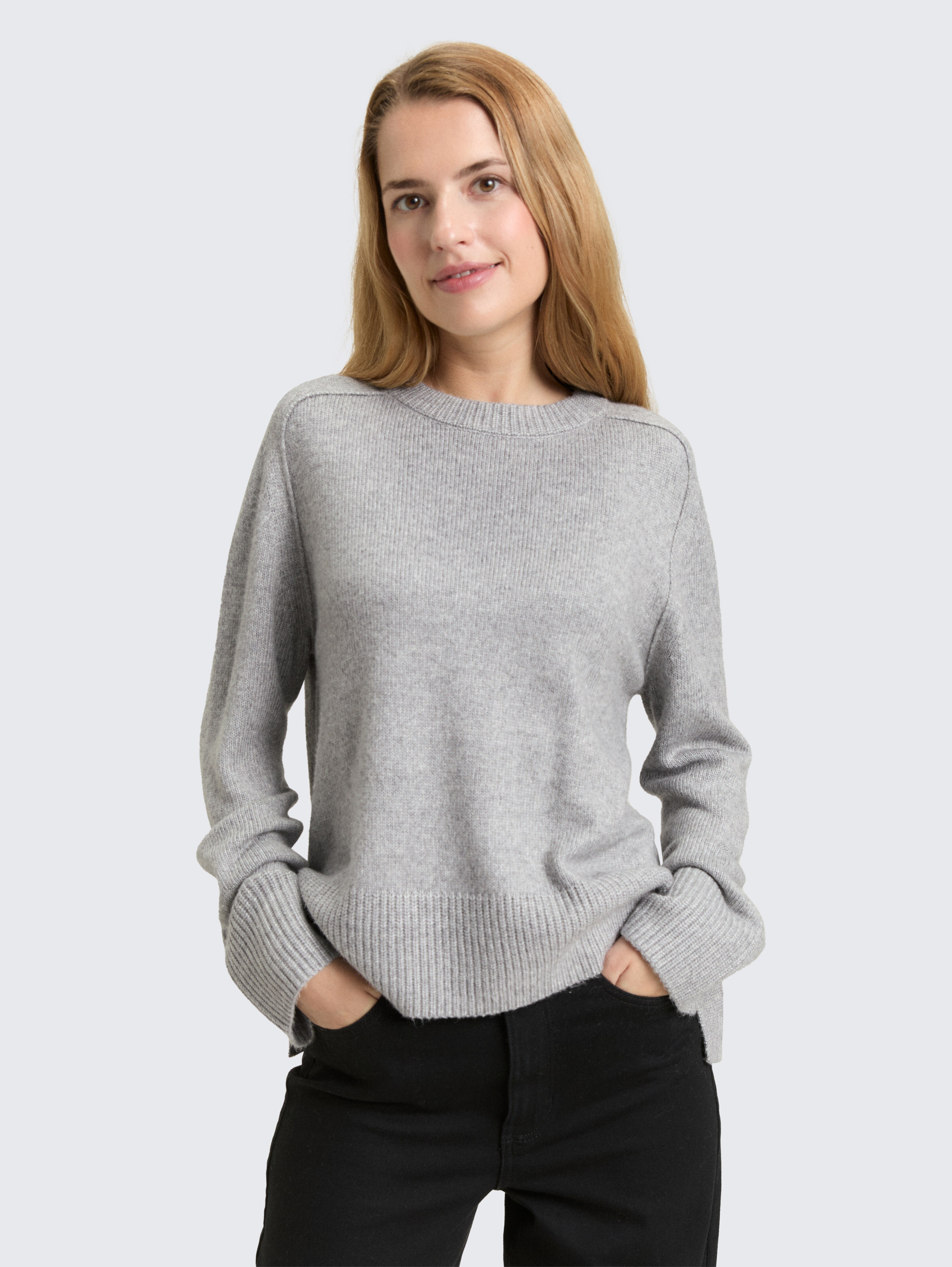 Loose Fit Strickpullover von Women, medium silver grey melange