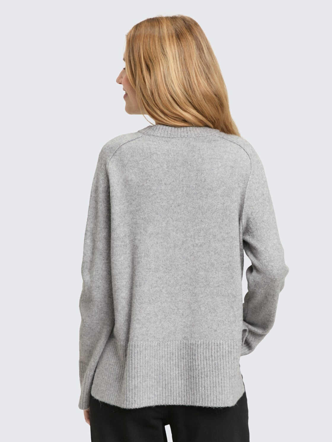 Loose Fit Strickpullover - medium silver grey melange
