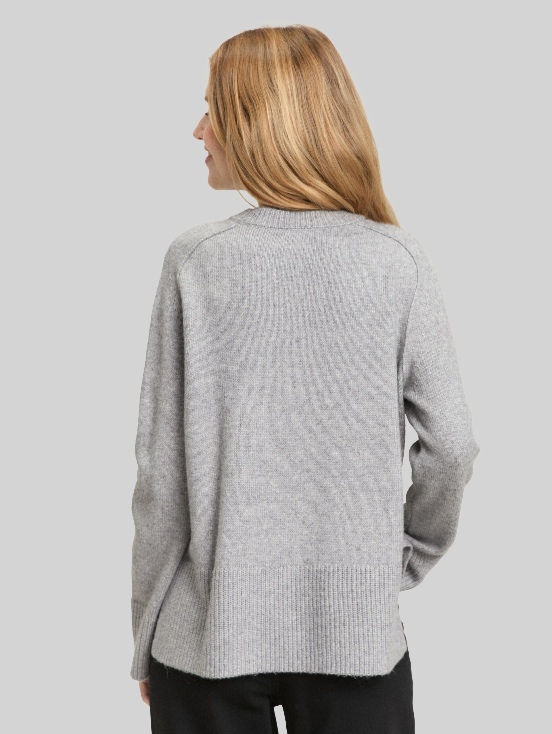 Loose Fit Strickpullover - medium silver grey melange