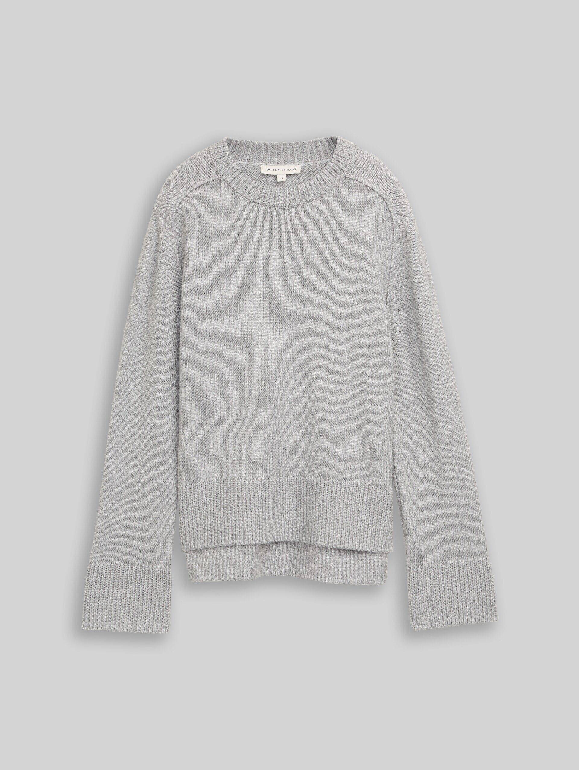 Loose Fit Strickpullover - medium silver grey melange