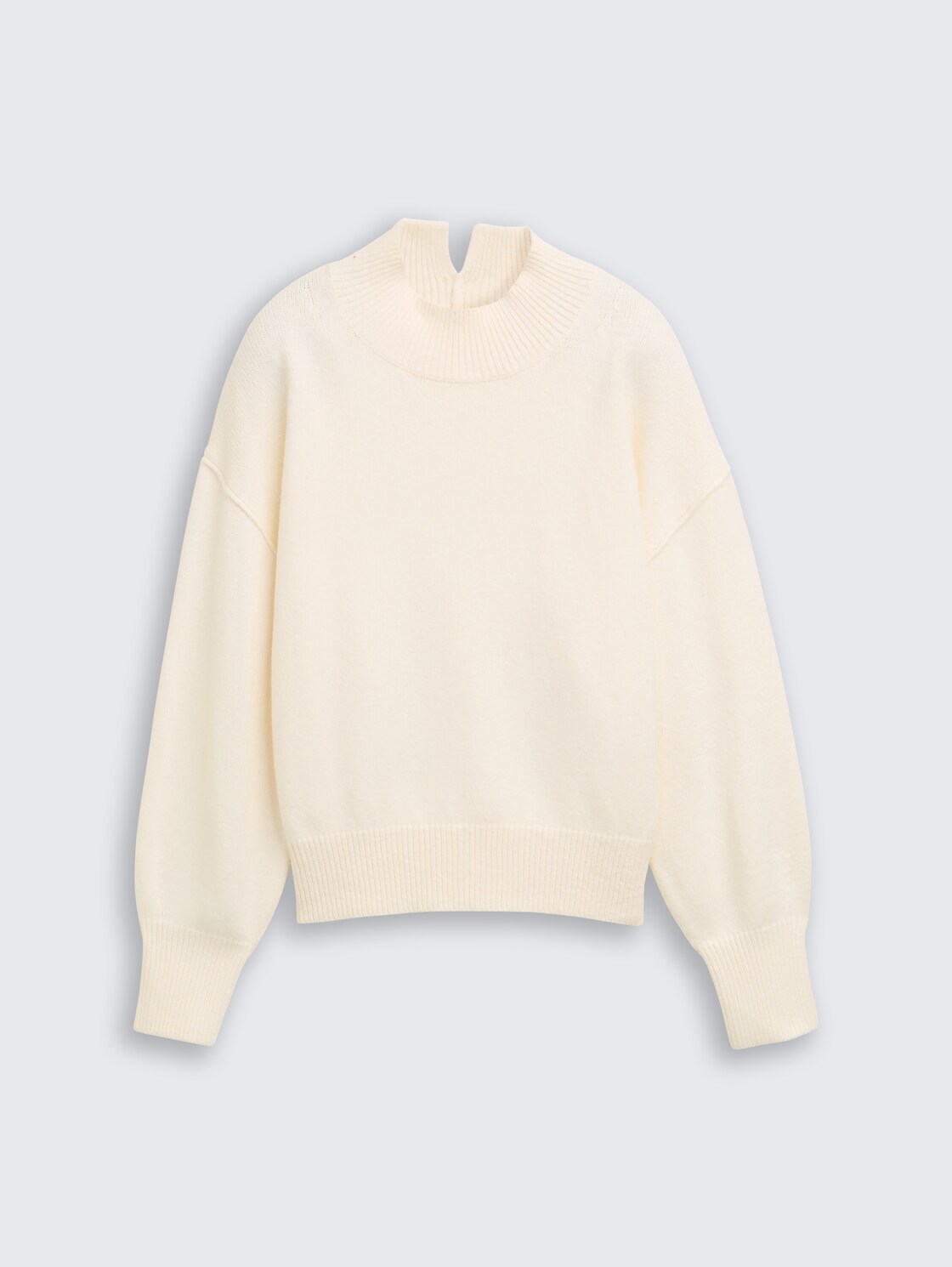 Oversize Strickpullover mit Stehkragen - Whisper White