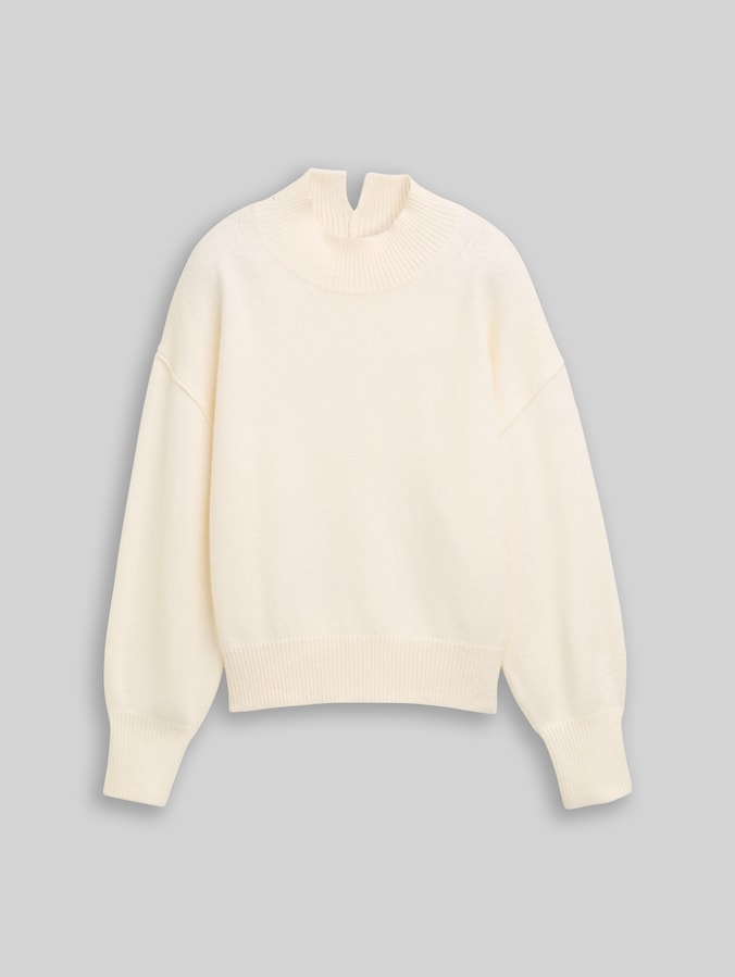 Oversize Strickpullover mit Stehkragen von Women, Whisper White