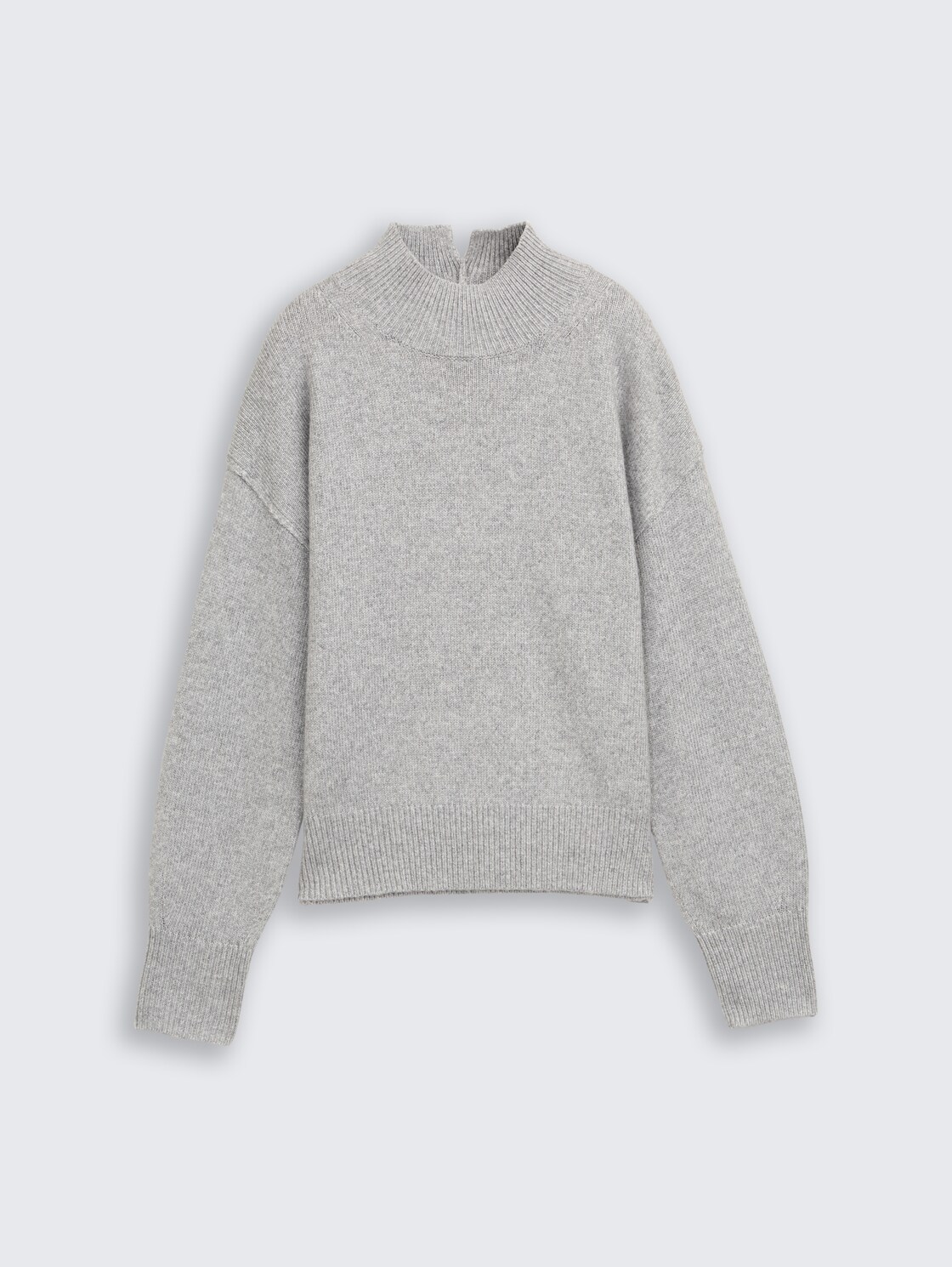 Oversized knitted jumper with stand-up collar - medium silver grey melange