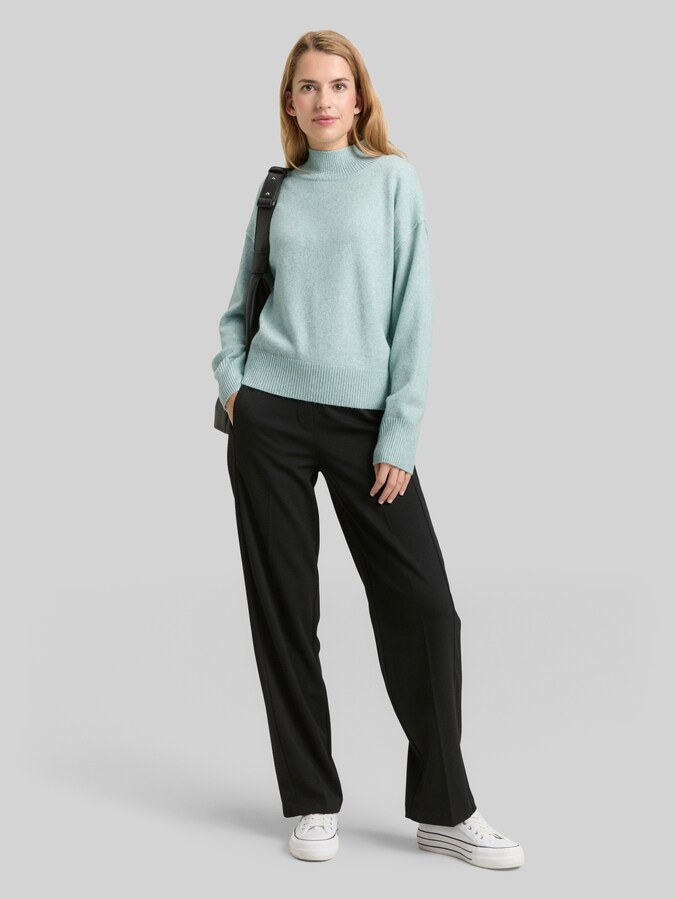 Pull oversize en maille avec col montant par Women, white moss melange