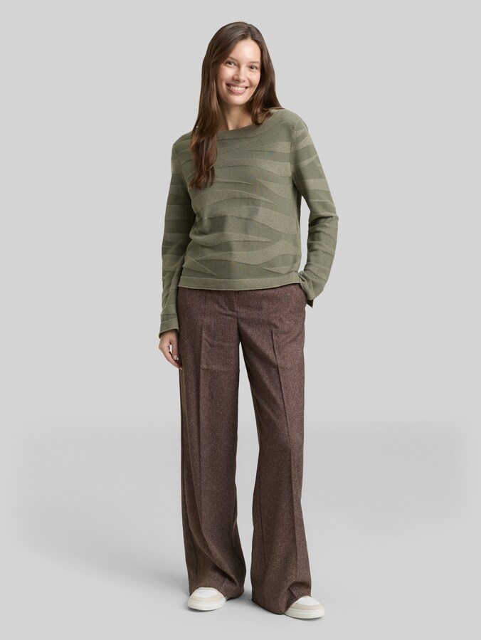 Strickpullover mit Struktur von Women, green wave knit design
