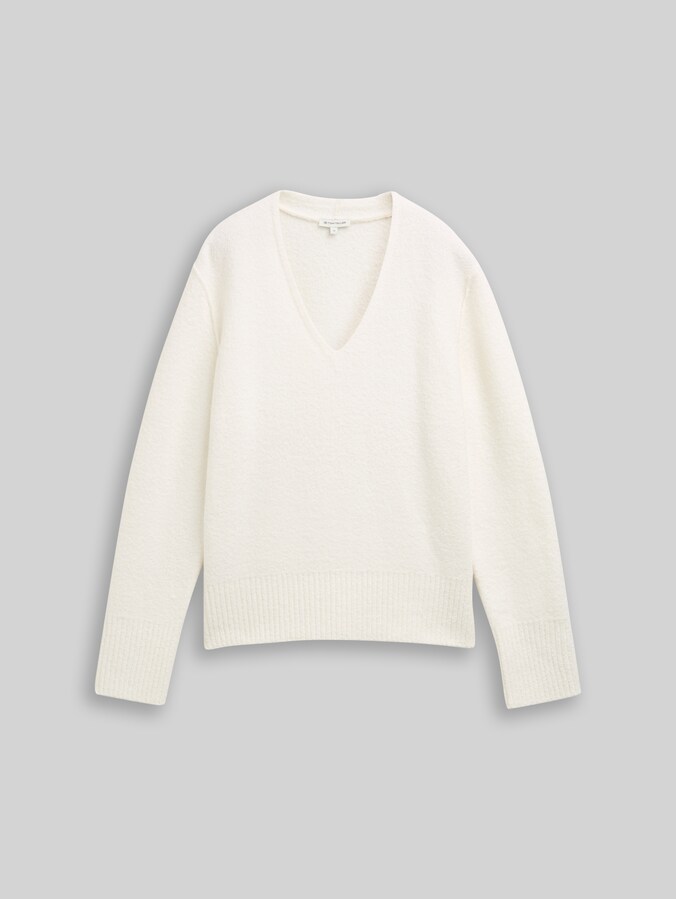 Strickpullover in Bouclé-Optik von Women, Whisper White