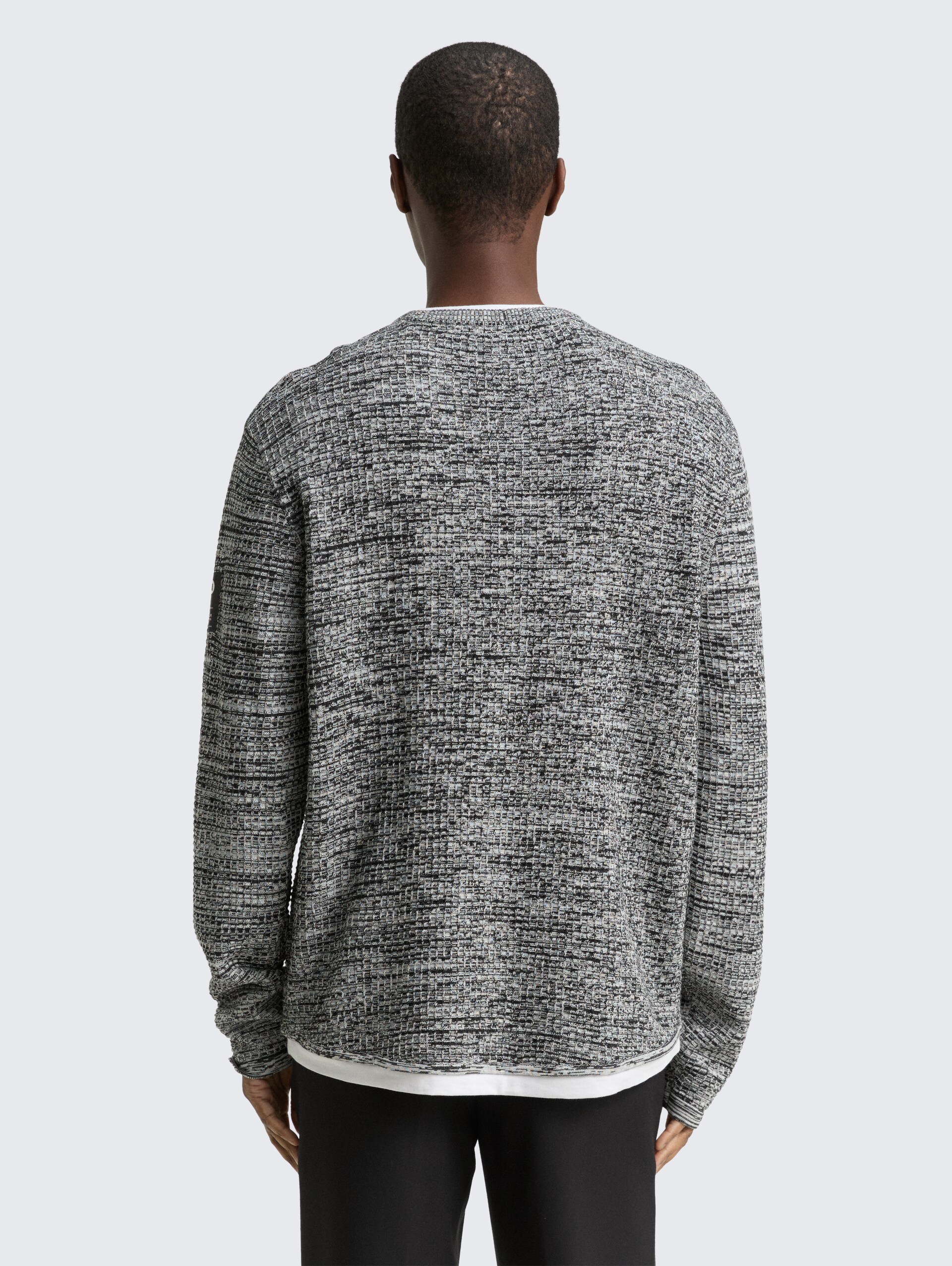 Gebreide trui in een 2-in-1-look - black white mouline
