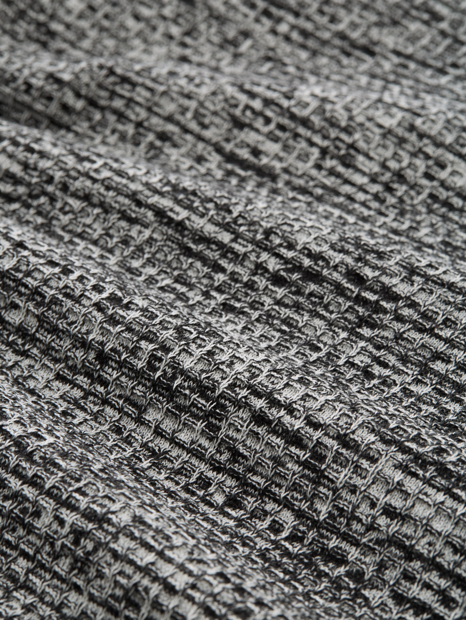 Gebreide trui in een 2-in-1-look - black white mouline - Materiaalweergave