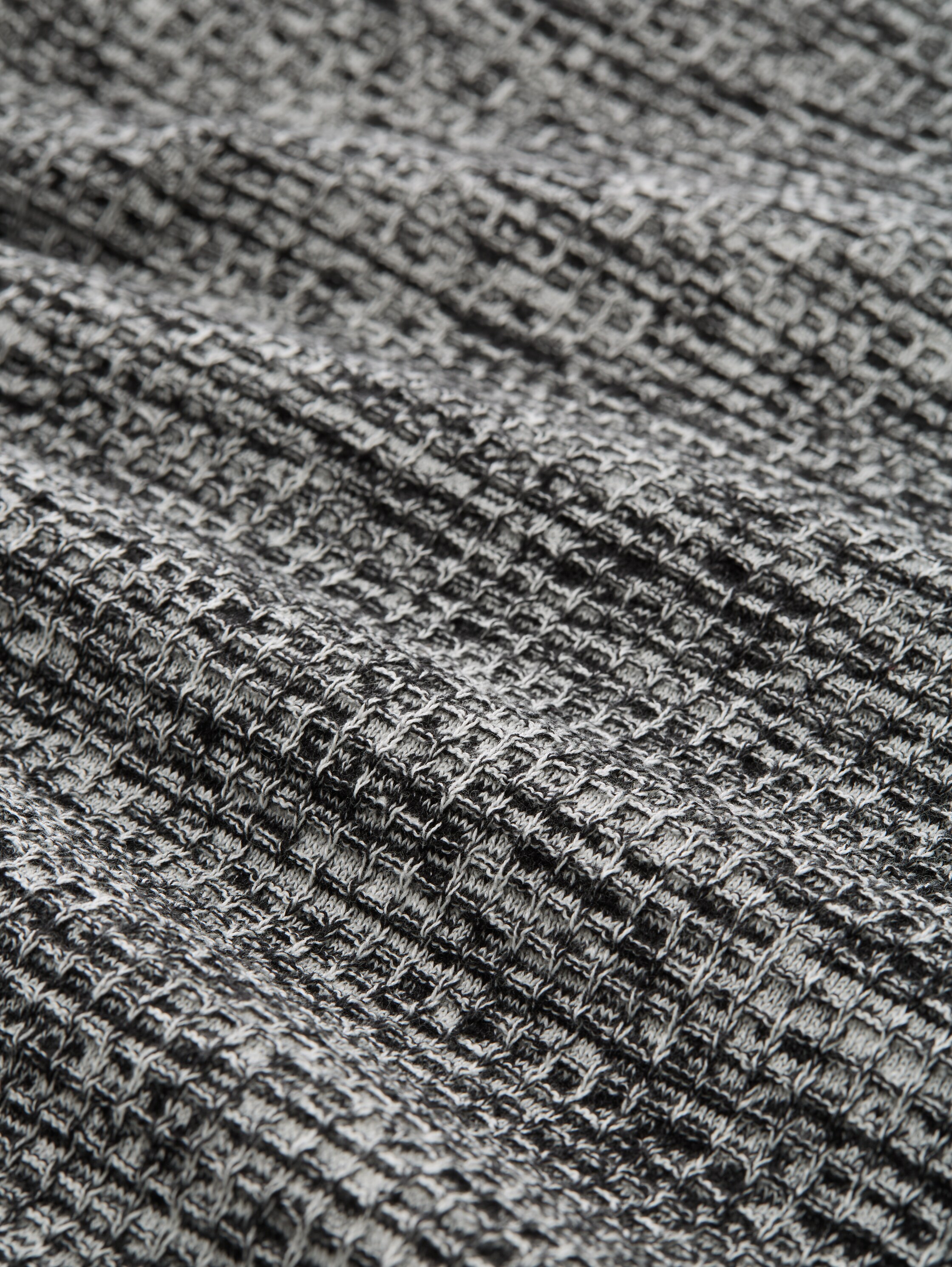 Strickpullover im 2-in-1-Look - black white mouline - Material-Ansicht