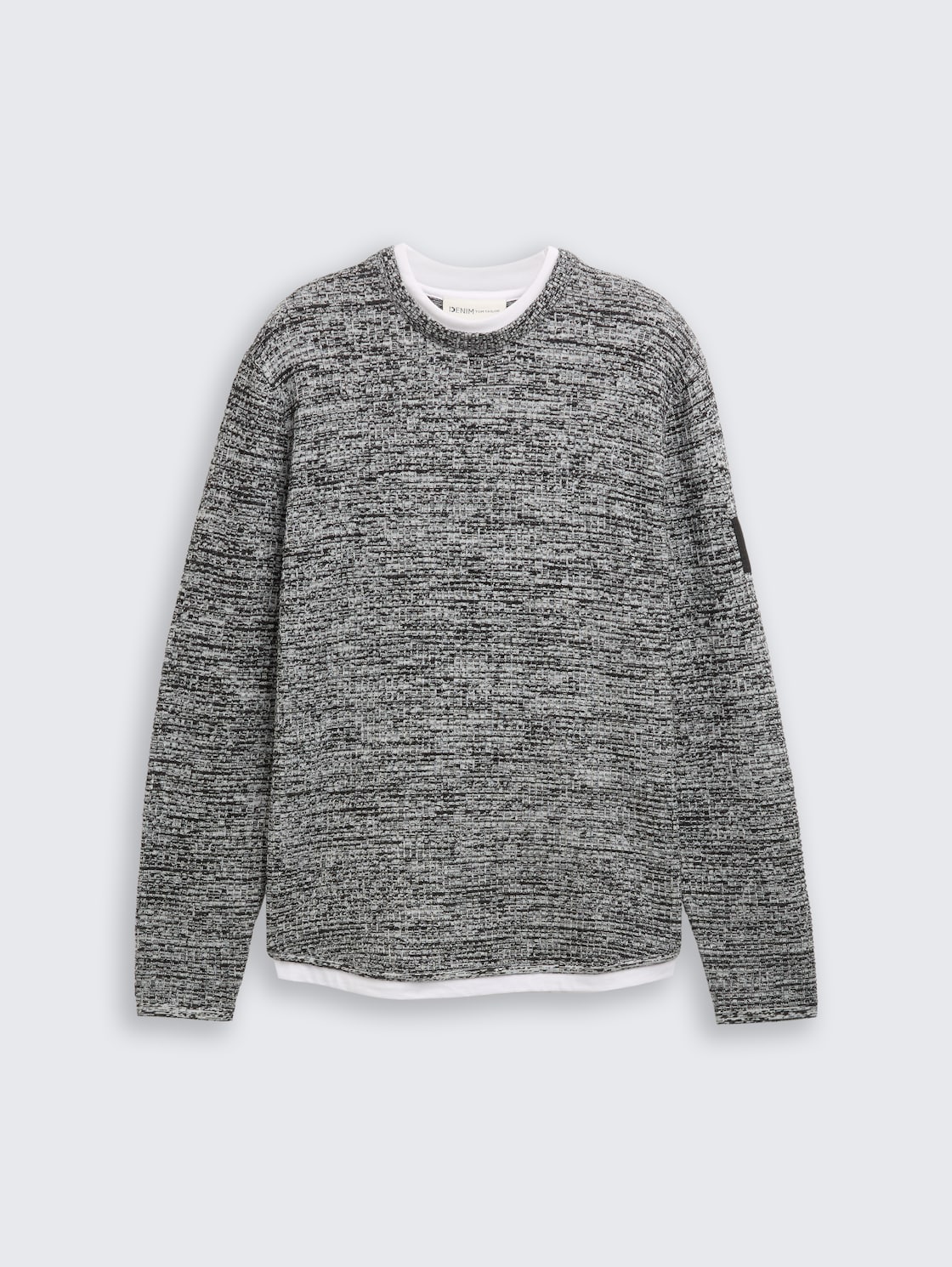 Strickpullover im 2-in-1-Look - black white mouline