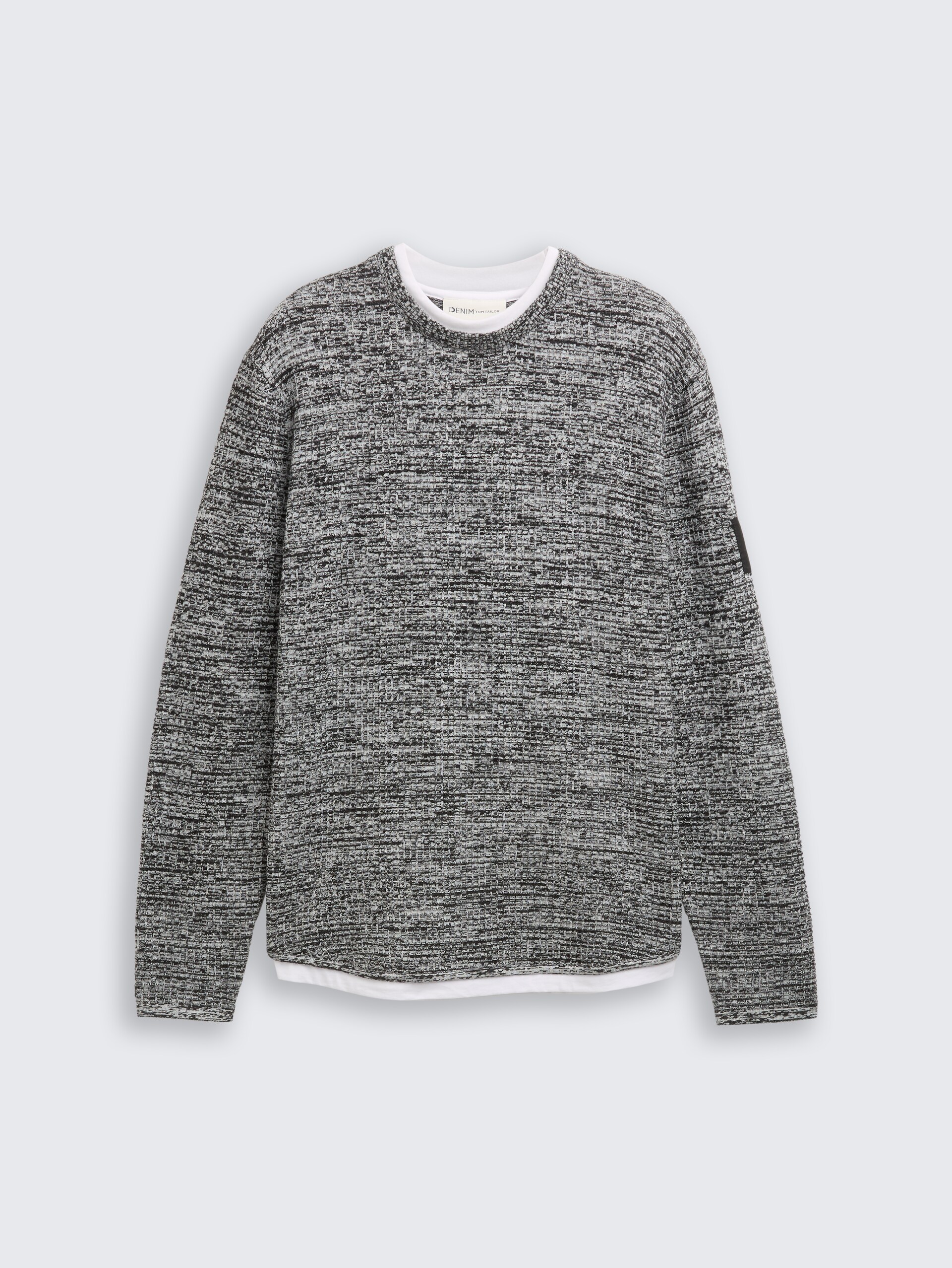 Gebreide trui in een 2-in-1-look - black white mouline
