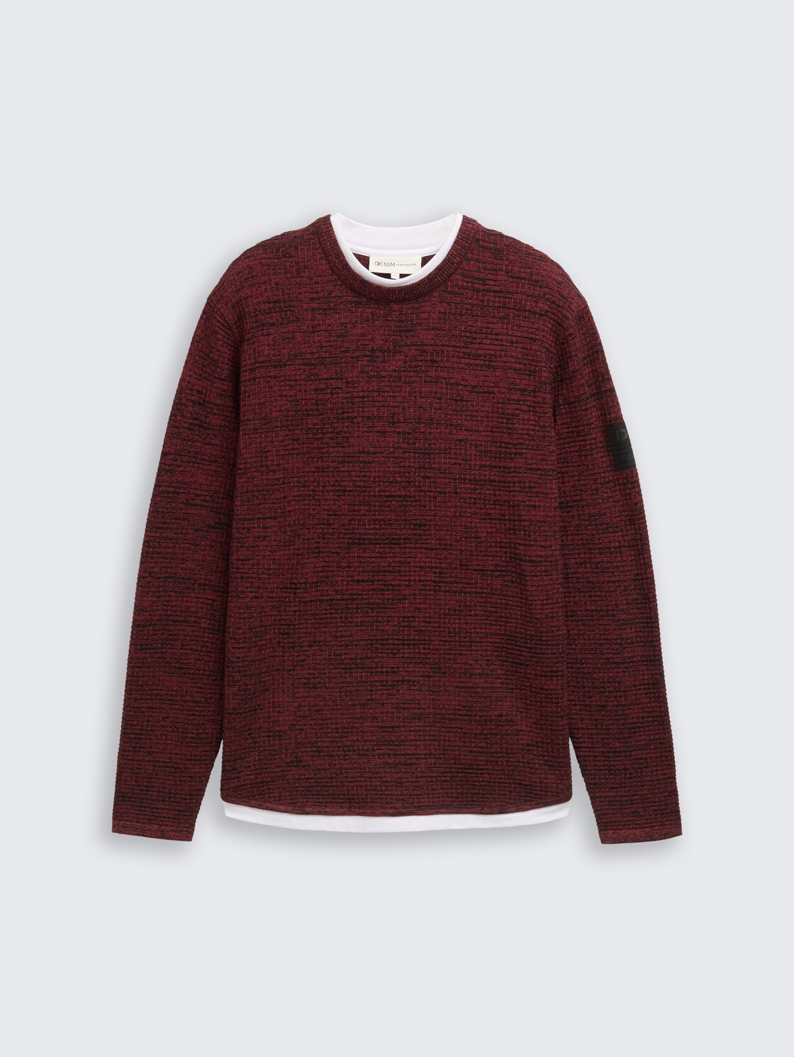 Strickpullover im 2-in-1-Look - burned red black mouline