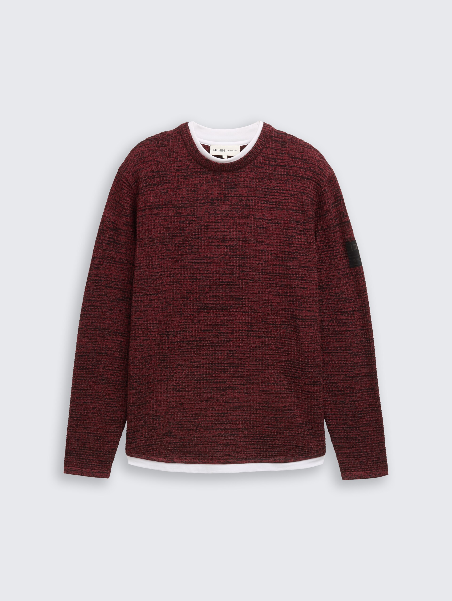 Gebreide trui in een 2-in-1-look - burned red black mouline