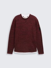 Pull en maille aspect 2 en 1 - burned red black mouline