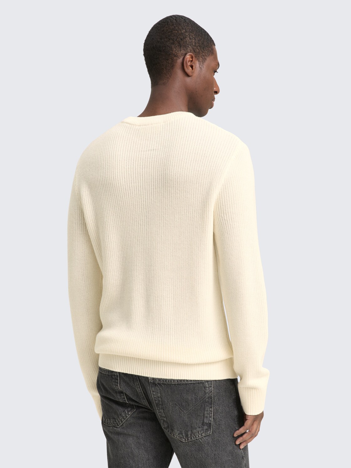 Strickpullover mit Rundhalsausschnitt - Wool White