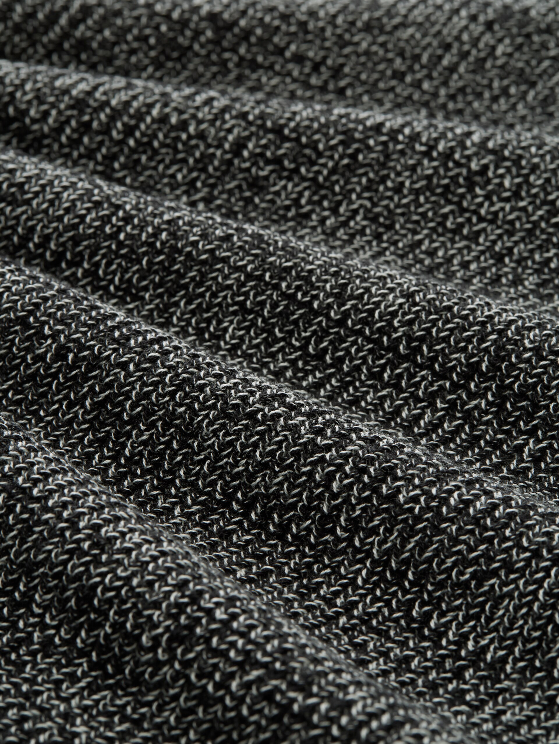 Strickpullover mit Rundhalsausschnitt - black white mouline - Material-Ansicht