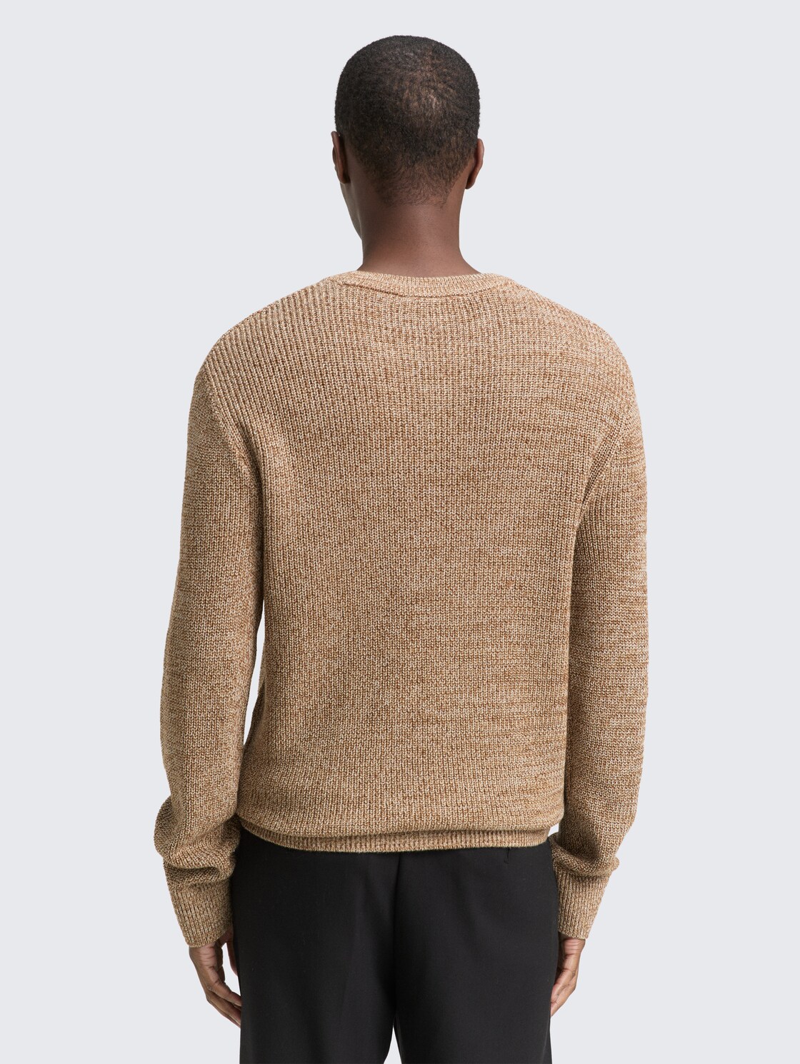 Strickpullover mit Rundhalsausschnitt - brown tonal knit mouline