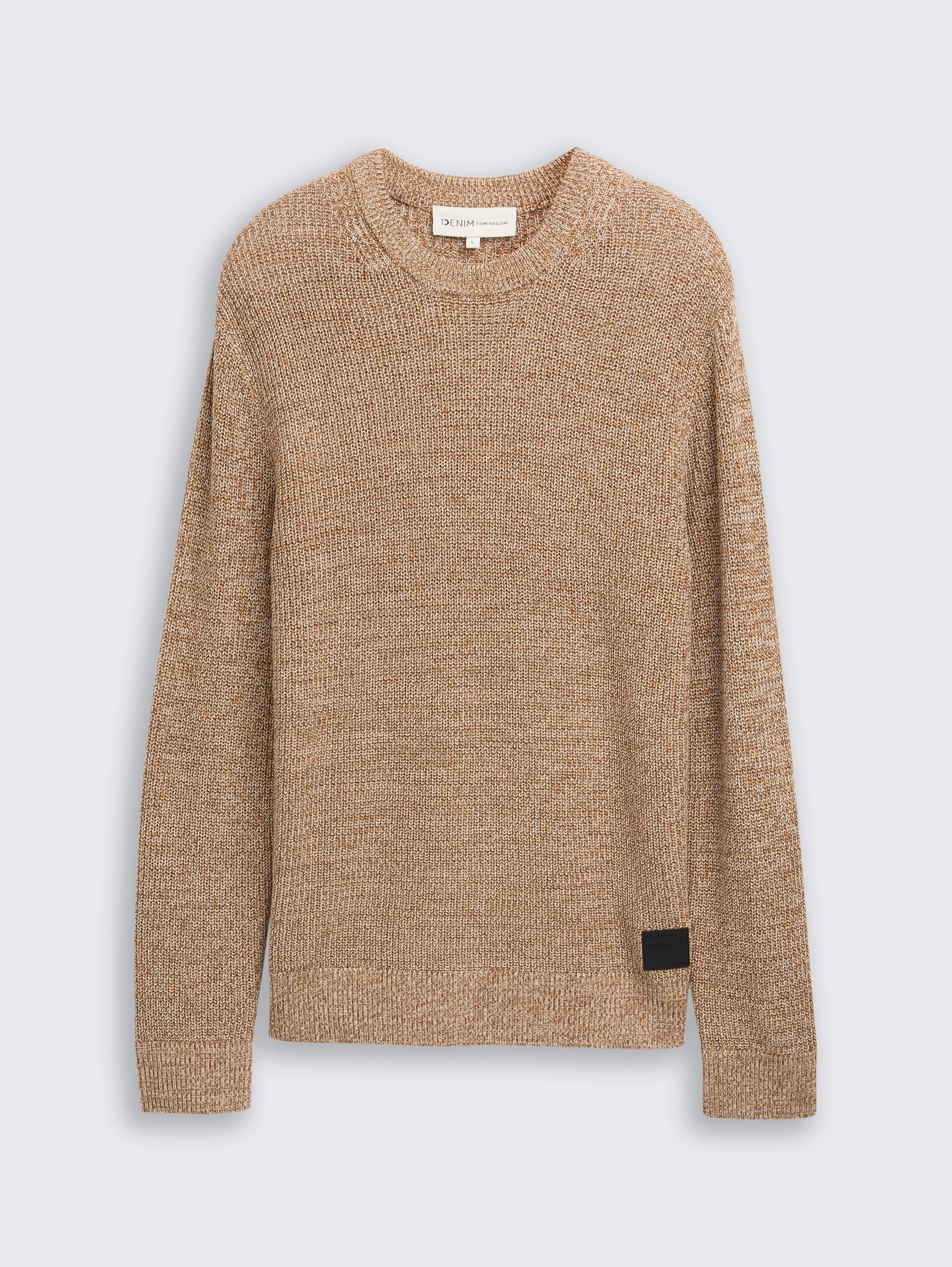 Strickpullover mit Rundhalsausschnitt - brown tonal knit mouline