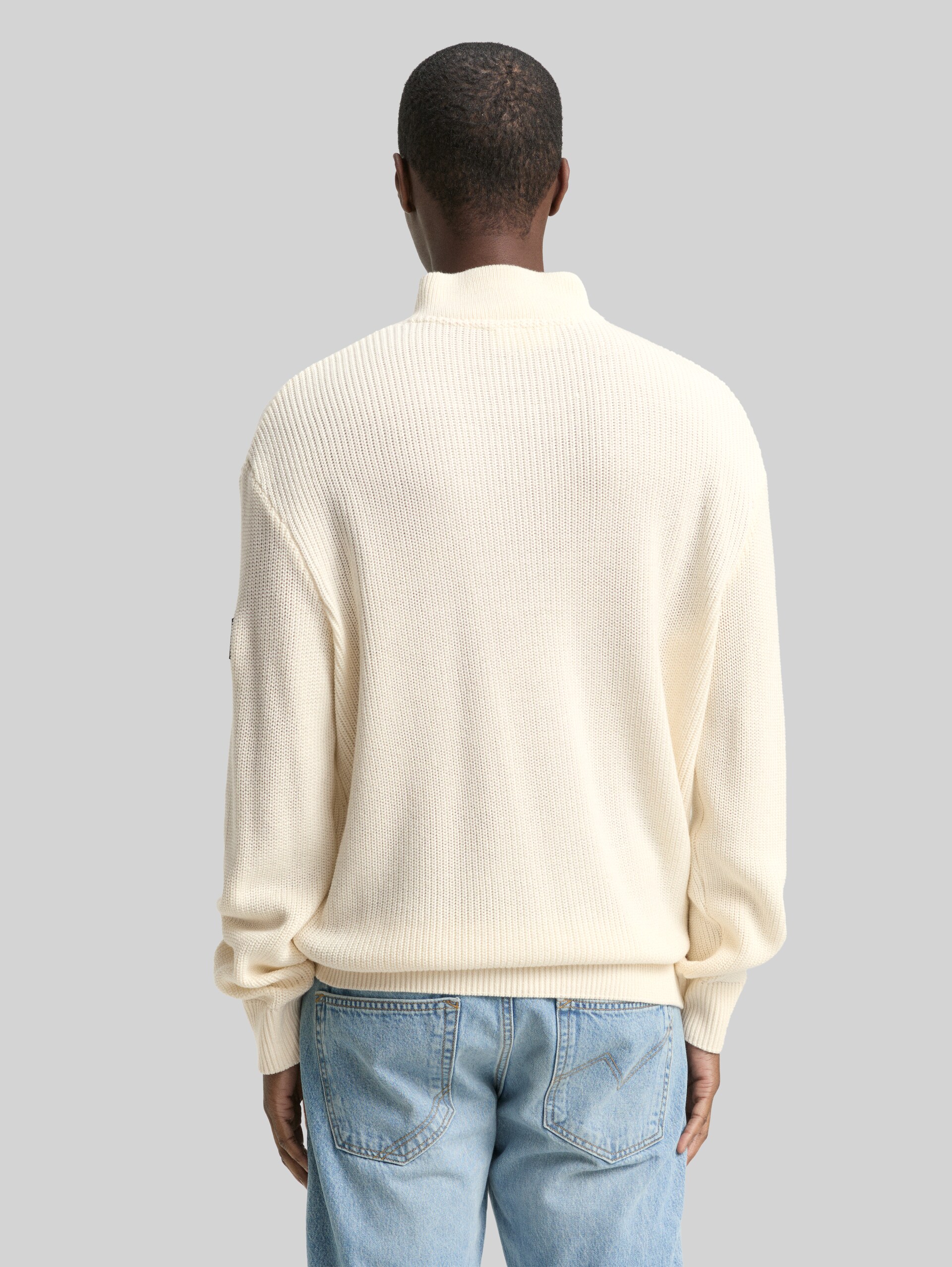 Relaxed fit Troyer knitted jumper - Wool White