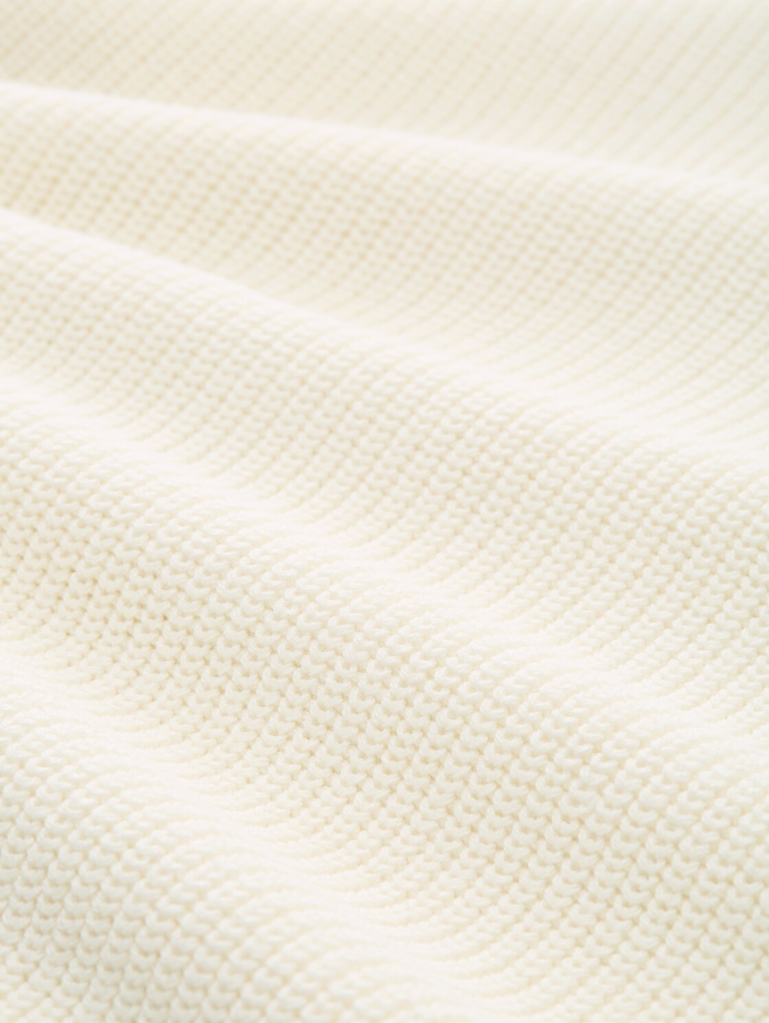 Relaxed Fit Troyer Strickpullover - Wool White - Material-Ansicht