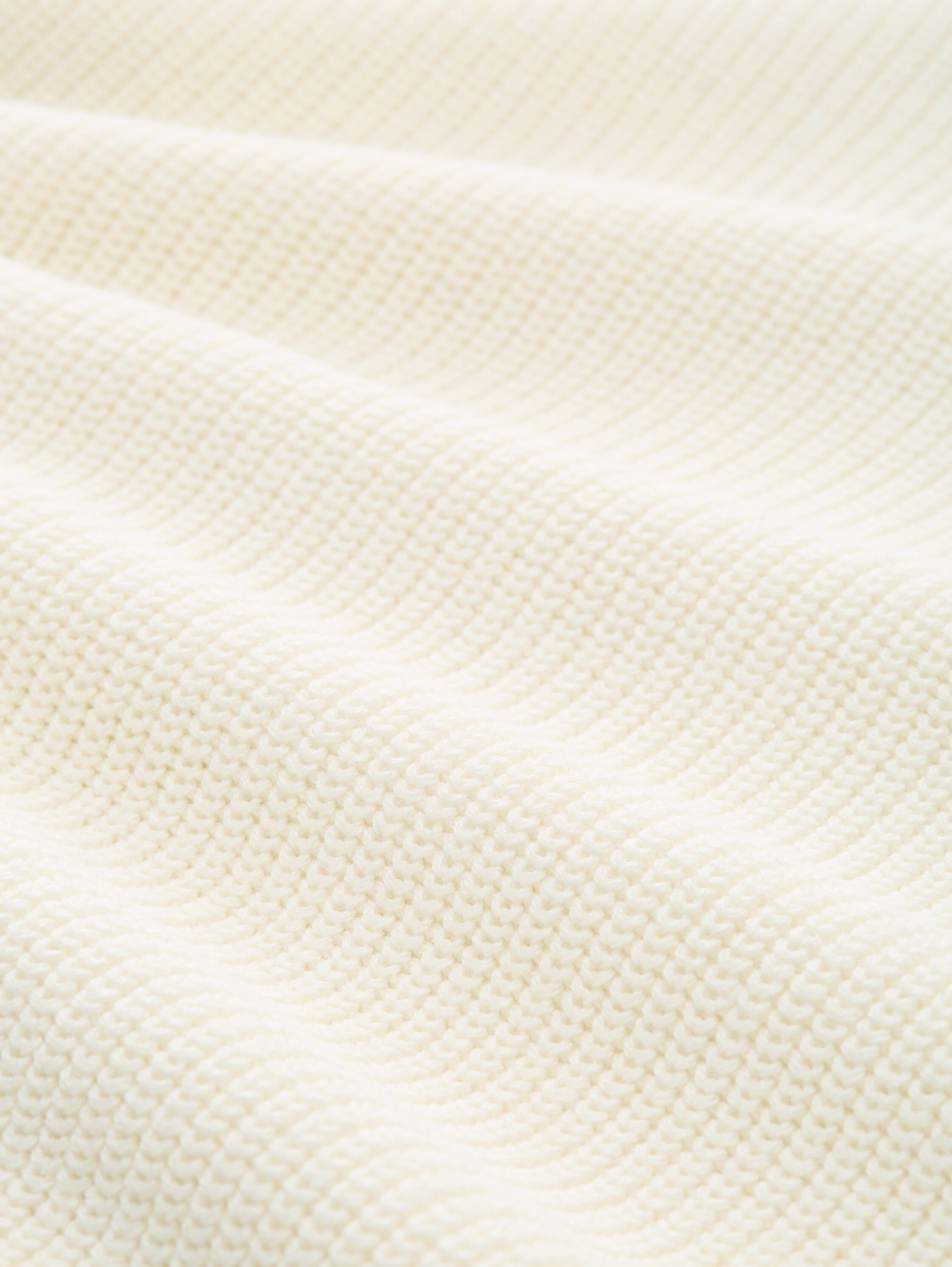 Relaxed fit gebreide trui met kraag - Wool White - Materiaalweergave