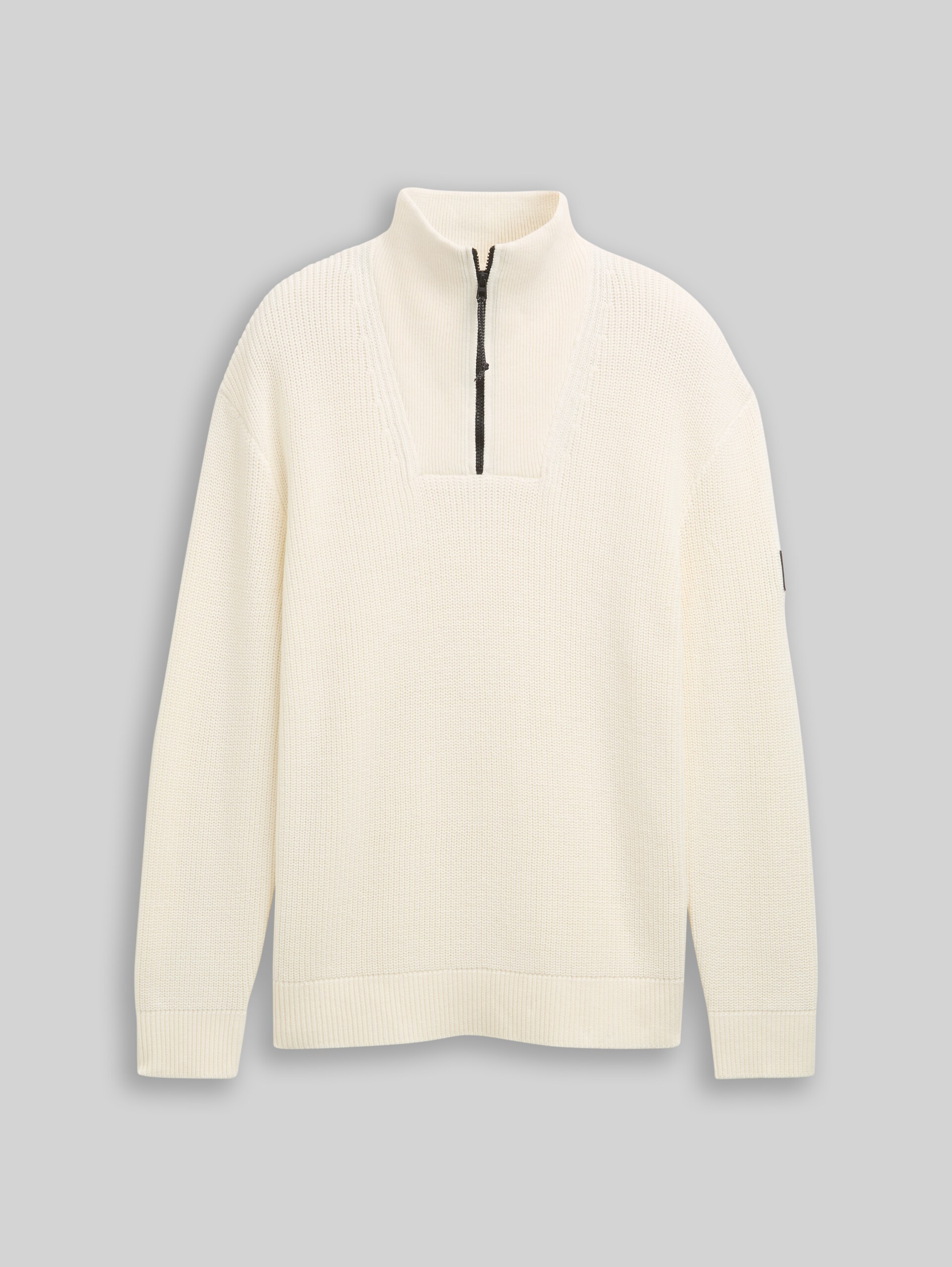 Relaxed fit Troyer knitted jumper - Wool White