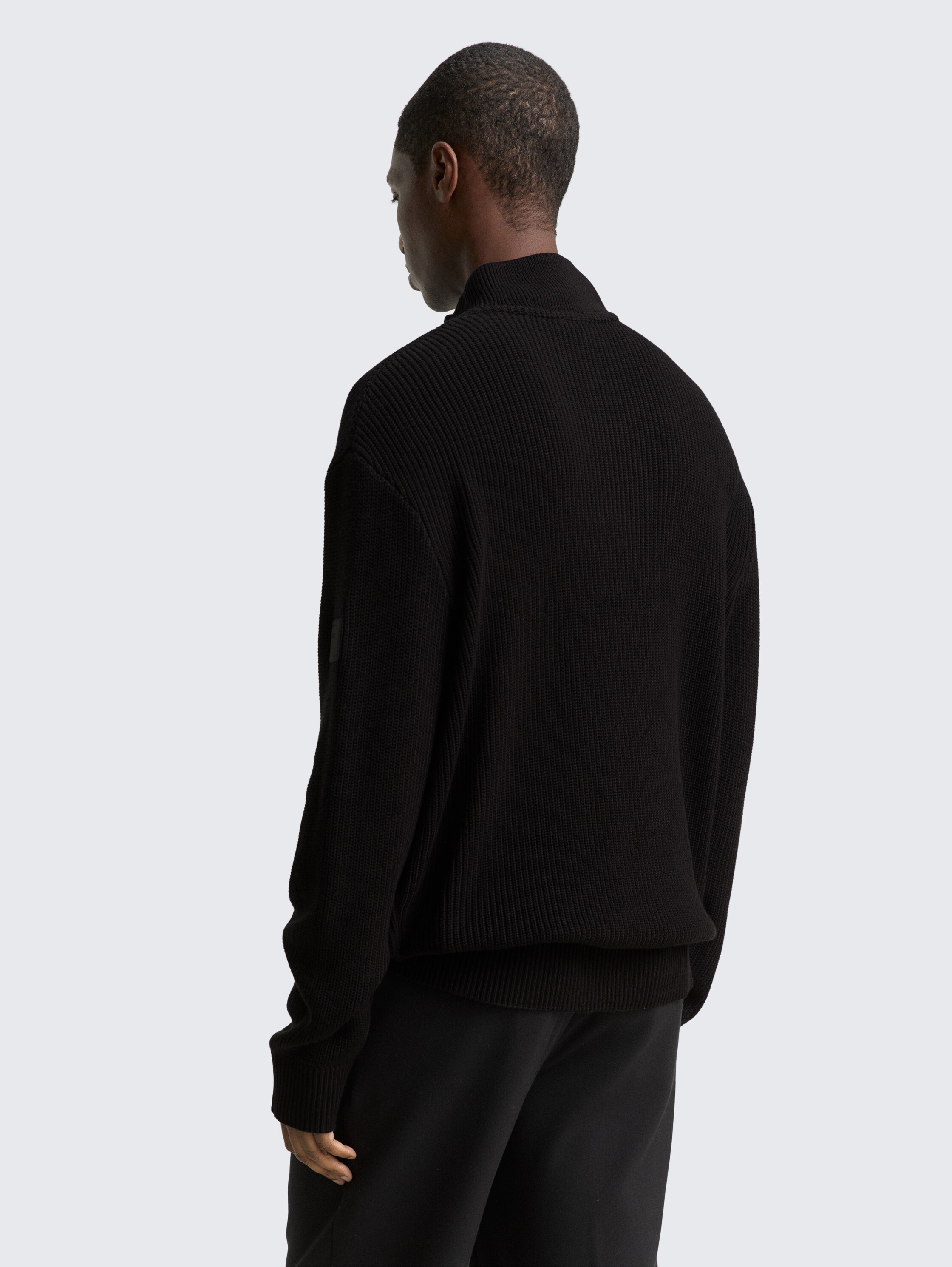 Relaxed fit Troyer knitted jumper - Black