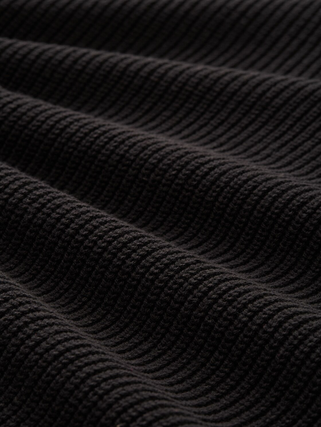 Relaxed Fit Troyer Strickpullover - Black - Material-Ansicht