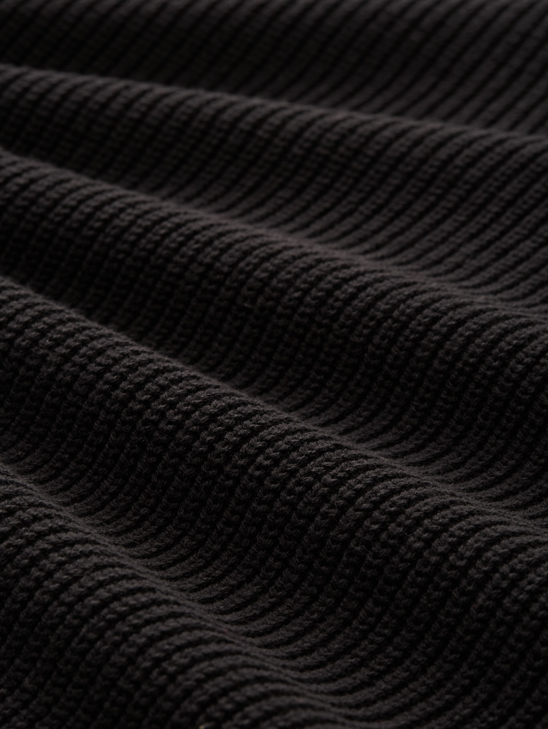 Relaxed fit Troyer knitted jumper - Black - Material view