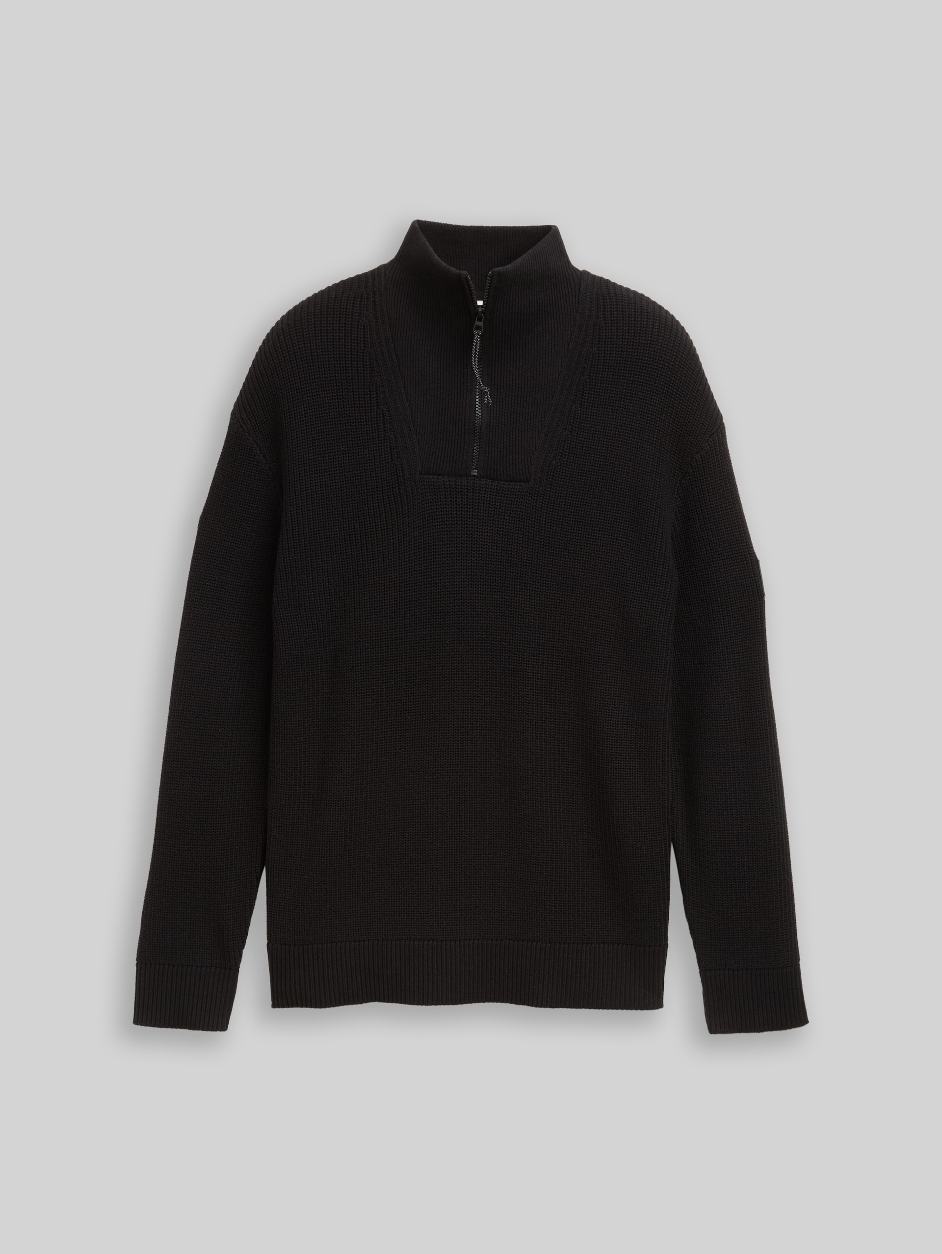 Relaxed fit Troyer knitted jumper - Black