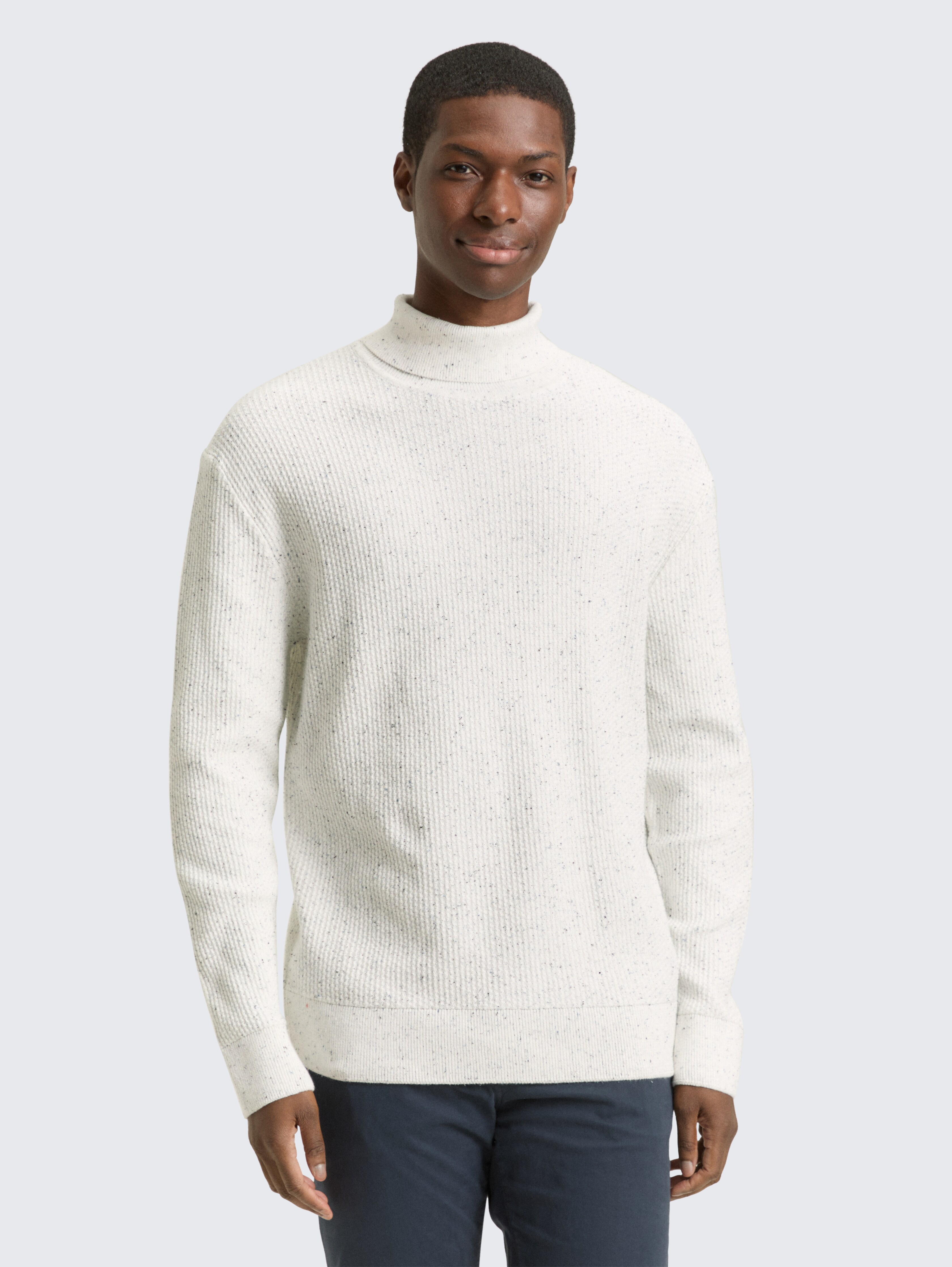 Rollkragenpullover aus Noppengarn von Denim Male, offwhite multicolor neps