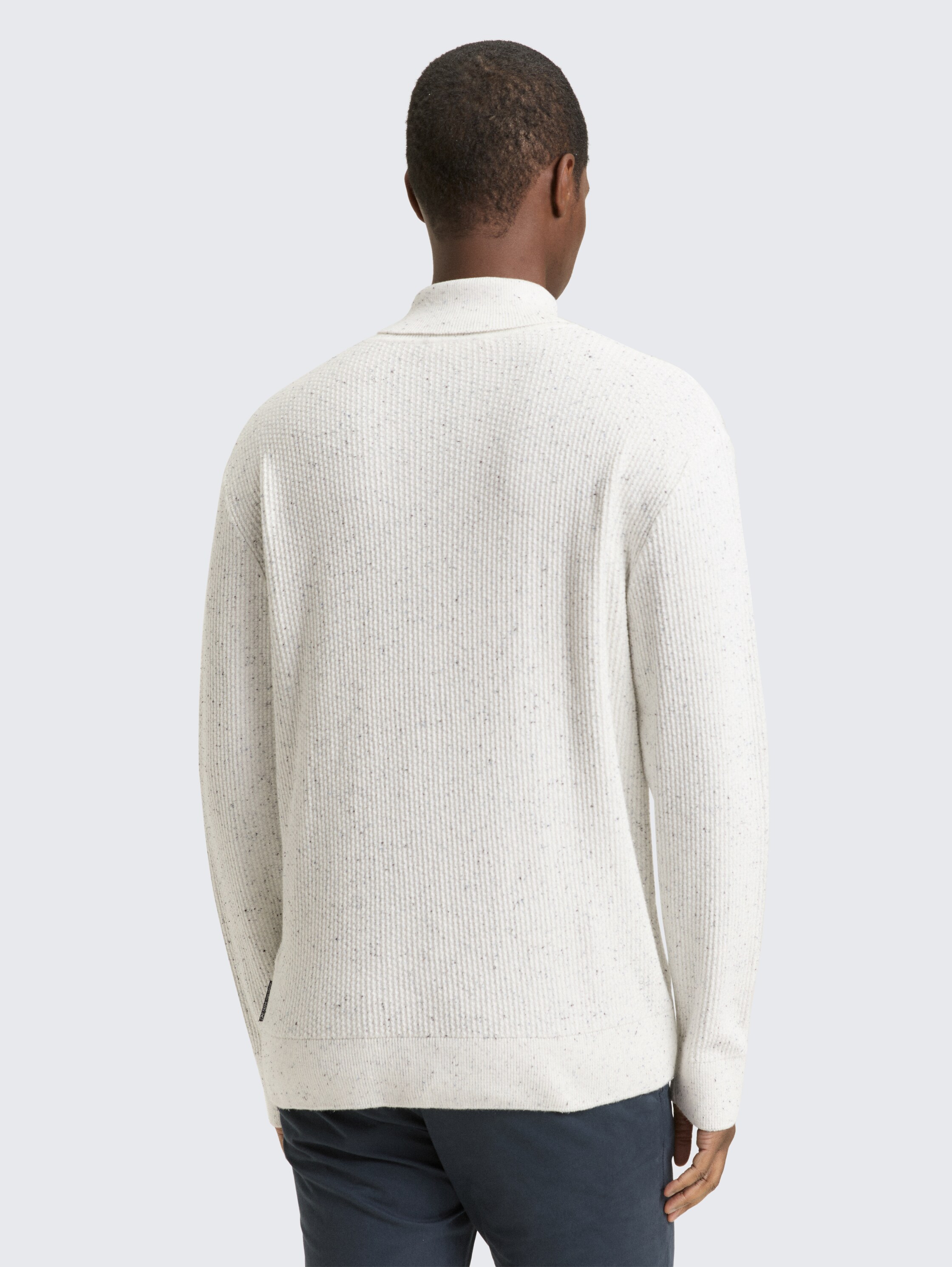 Rollkragenpullover aus Noppengarn - offwhite_multicolor_neps - 