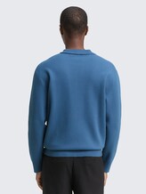 Relaxed Fit Strickpullover mit Polokragen - dusty denim blue