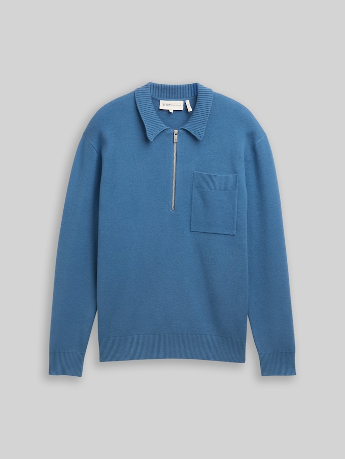 Relaxed fit gebreide trui met polokraag door Denim Male, dusty denim blue