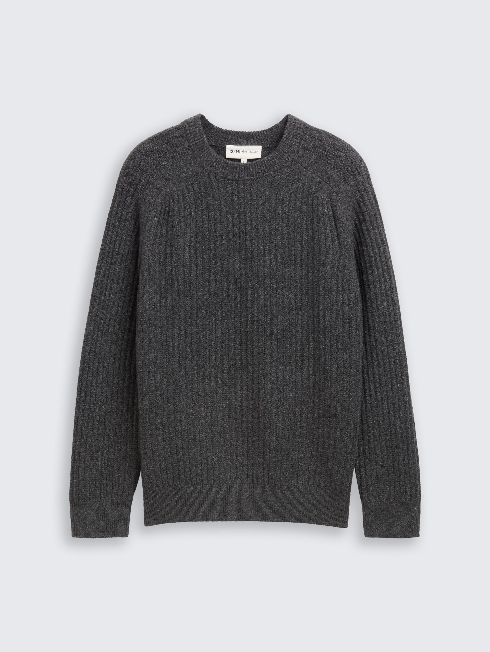 Strickpullover mit Rundhalsausschnitt - Anthracite Melange