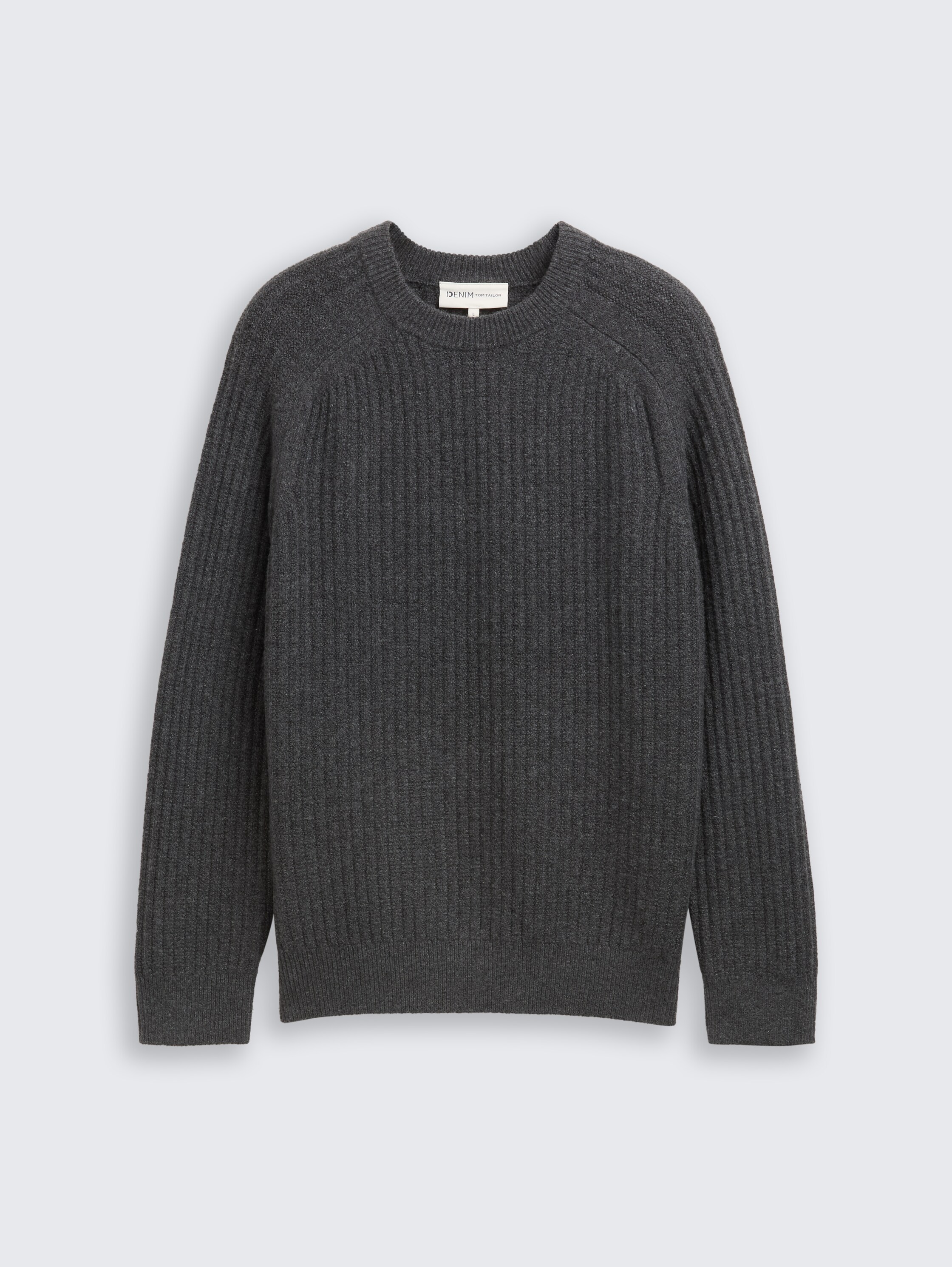 Knitted jumper with round neckline - Anthracite Melange