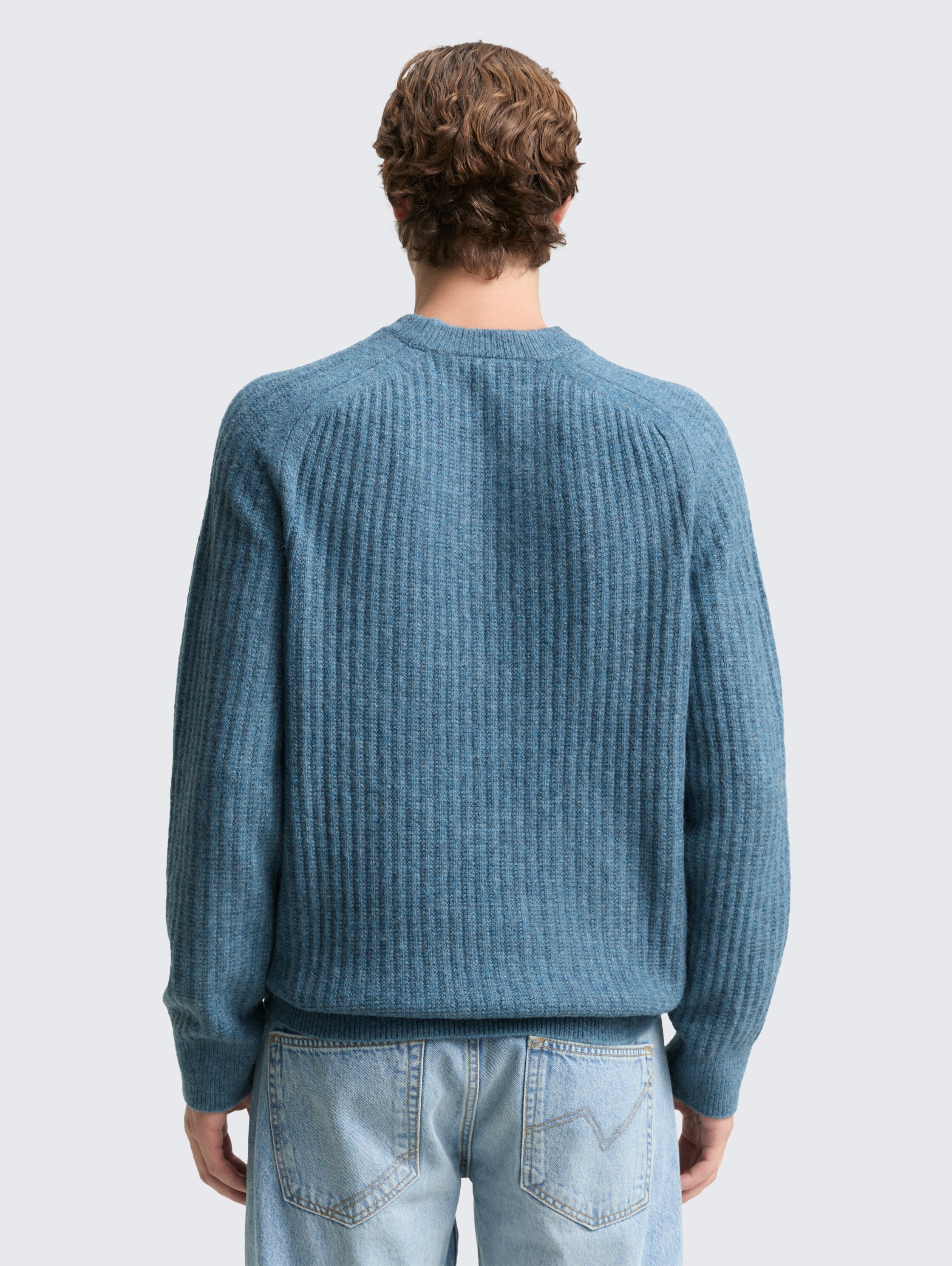 Strickpullover mit Rundhalsausschnitt - denim blue melange