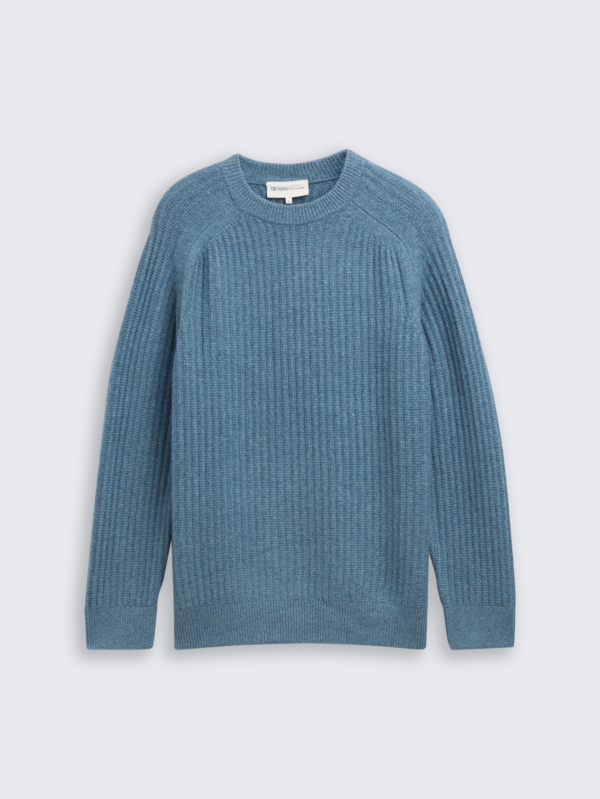Strickpullover mit Rundhalsausschnitt - denim blue melange