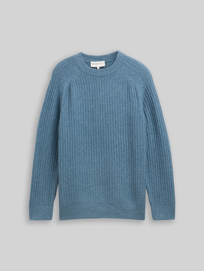 Pull en maille à col rond par Denim Male, denim blue melange