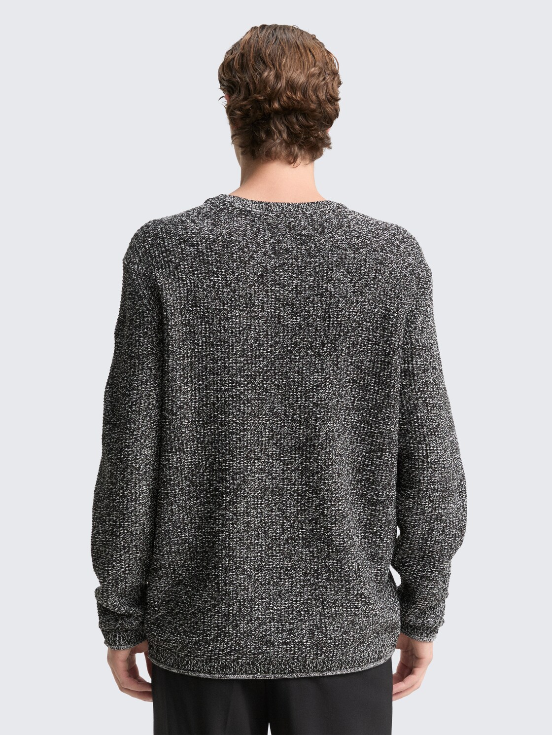 Strickpullover in Melange-Optik - black white mouline