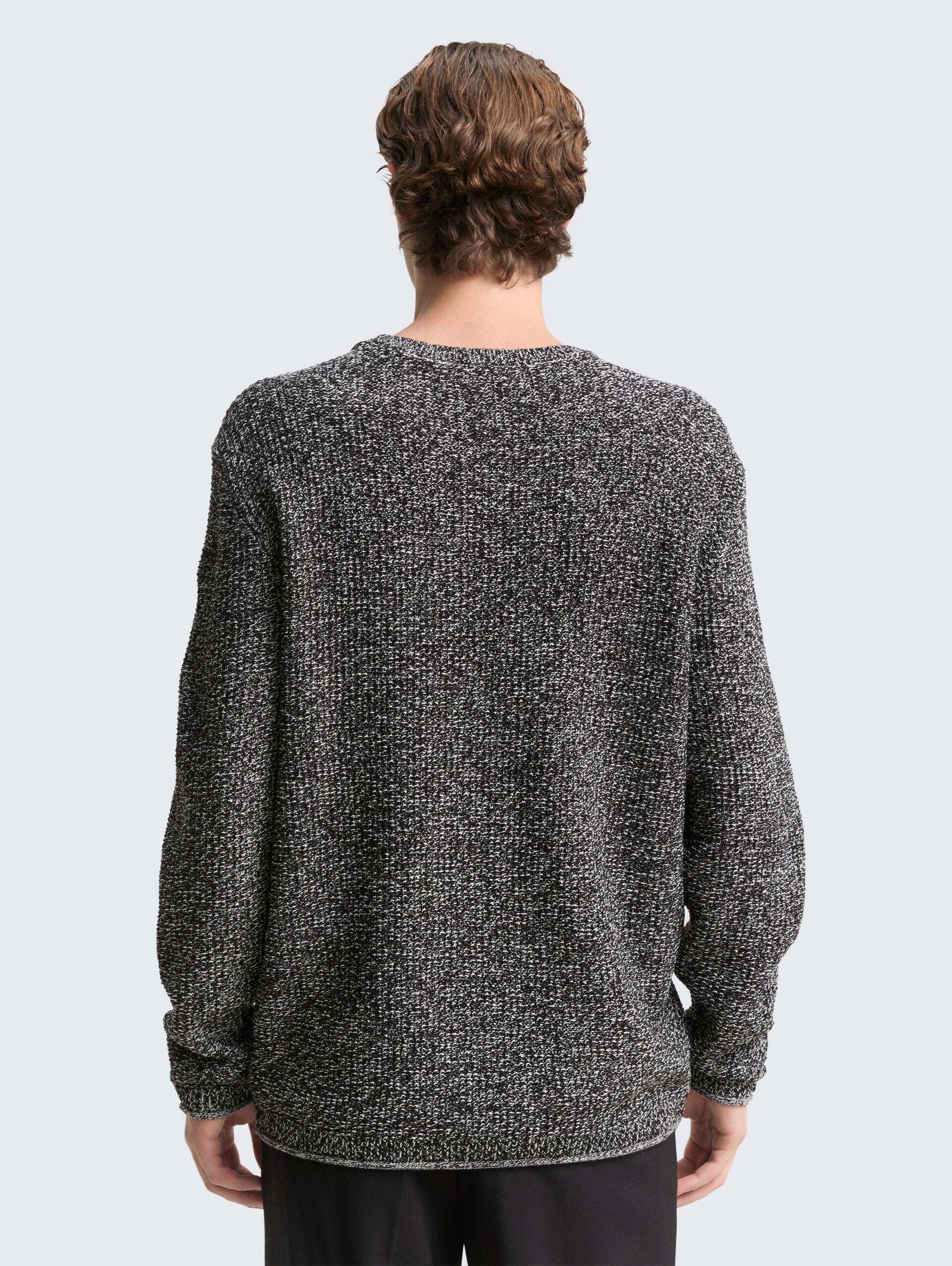 Gebreide trui in gemêleerde look - black white mouline