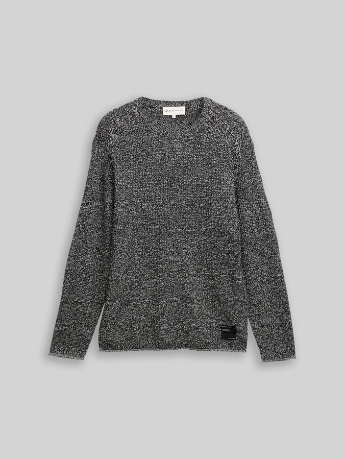 Strickpullover in Melange-Optik von Denim Male, black white mouline