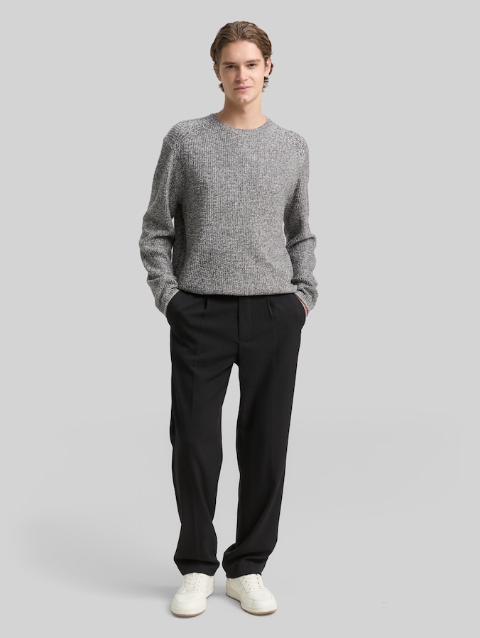 Pull en maille aspect chiné par Denim Male, grey white mouline