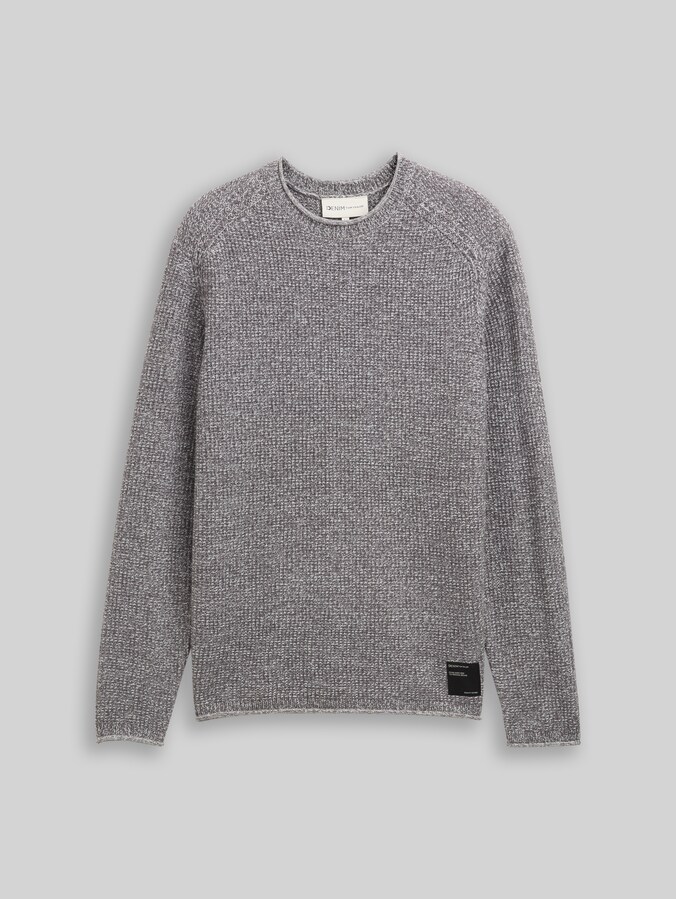 Strickpullover in Melange-Optik von Denim Male, grey white mouline